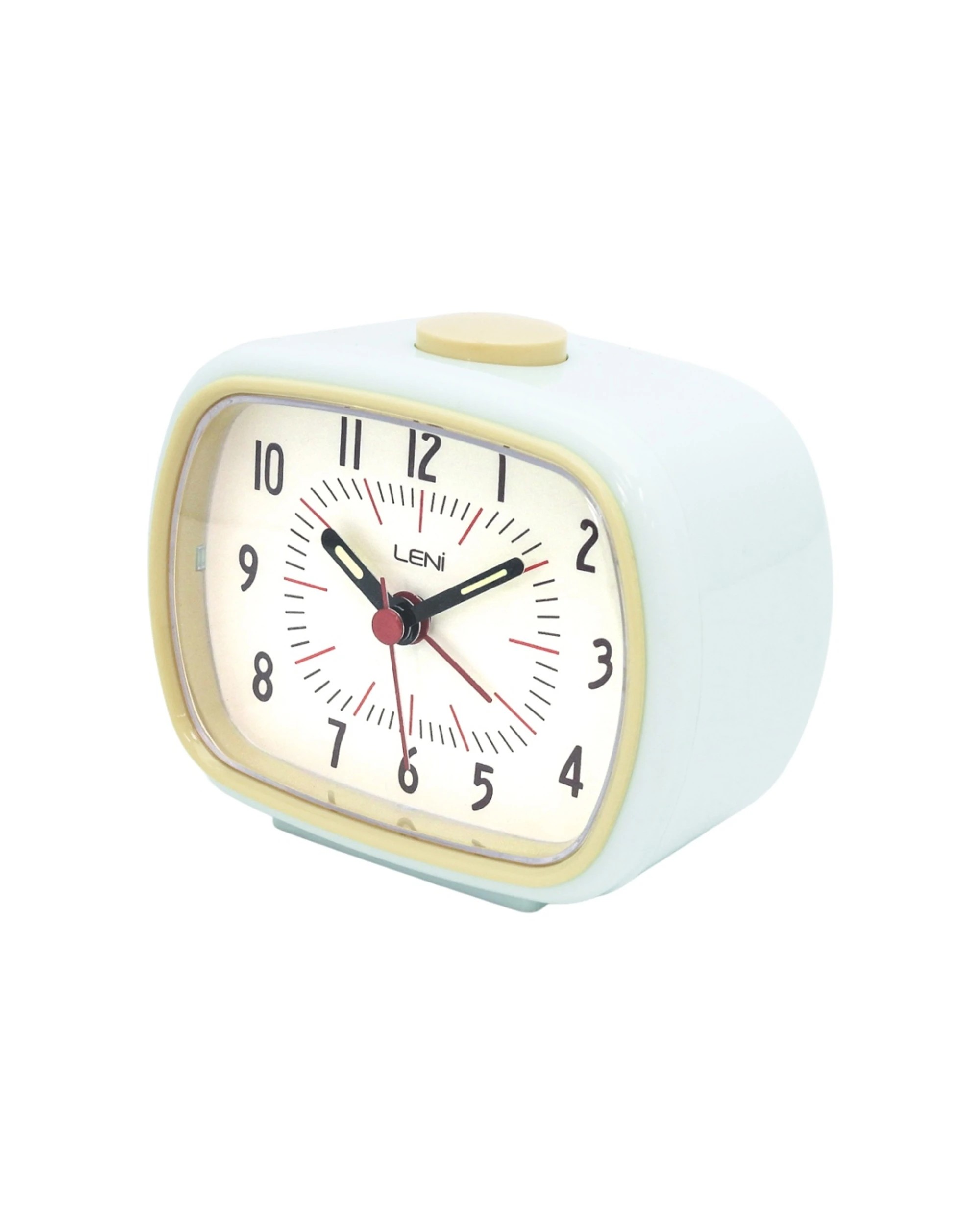 2 Leni Retro Silent Sweep Analogue Alarm Clock 9cm With Glow In The Dark Hands Hint of Mint - Green, 2 of 7