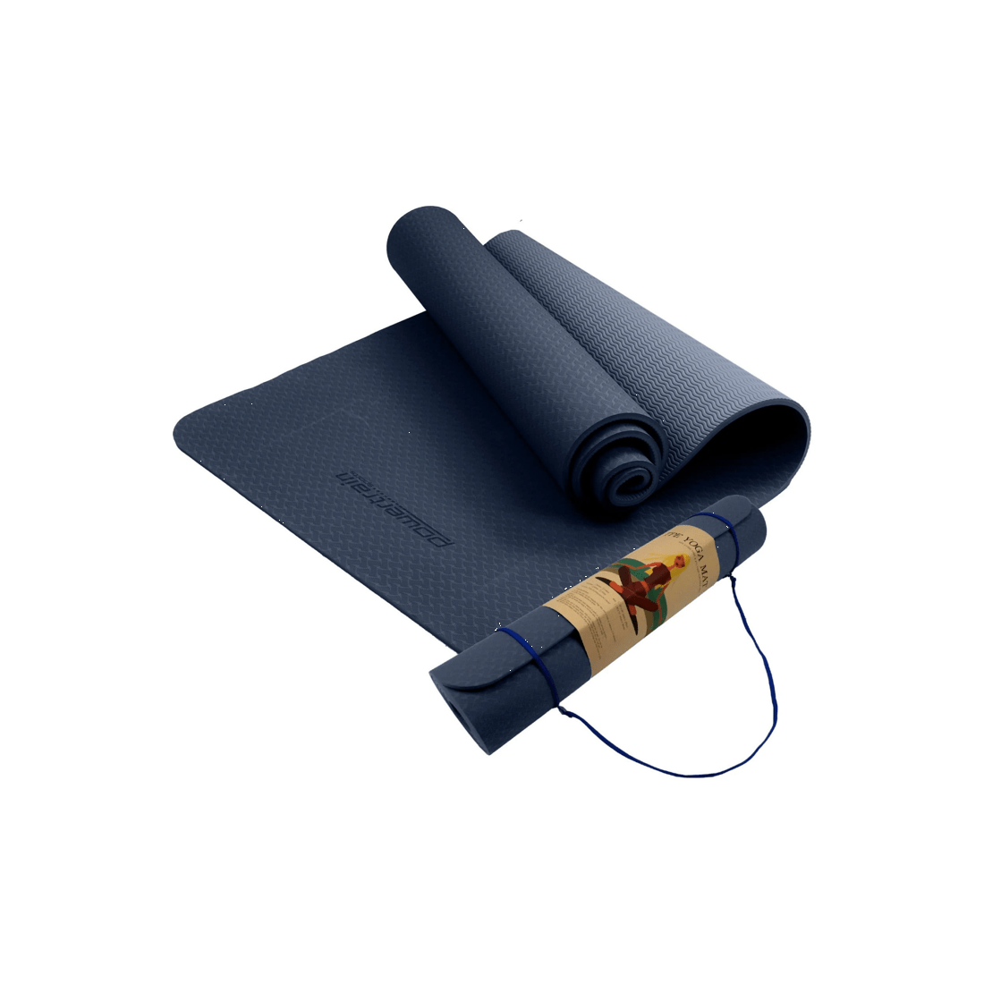 1 Powertrain TPE Pilates Exercise Yoga Mat Workout 6mm Home Gym 183cm - Blue, 1 of 7