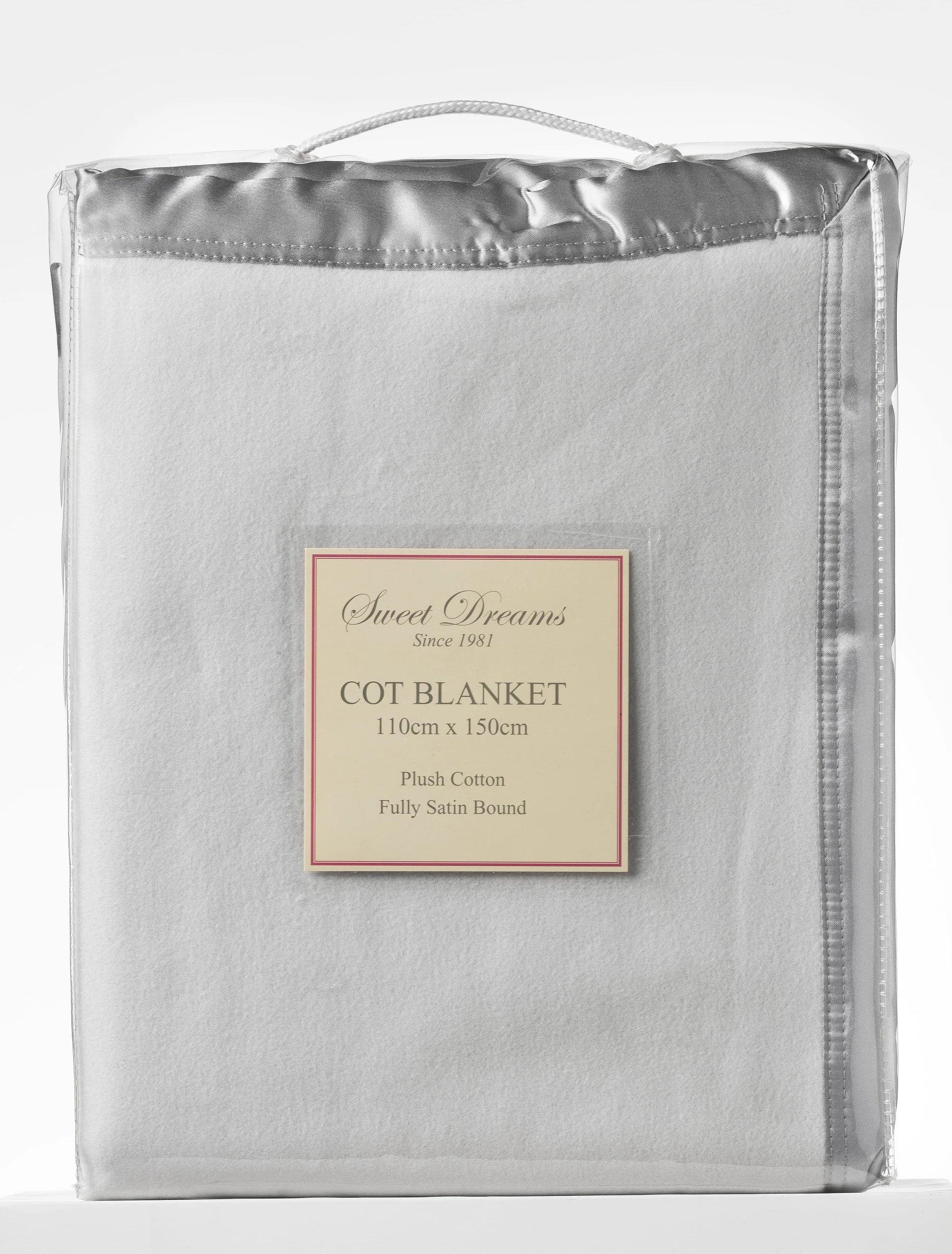 1 Sweet Dreams Cot Cotton Fleece Blanket Grey, 1 of 2