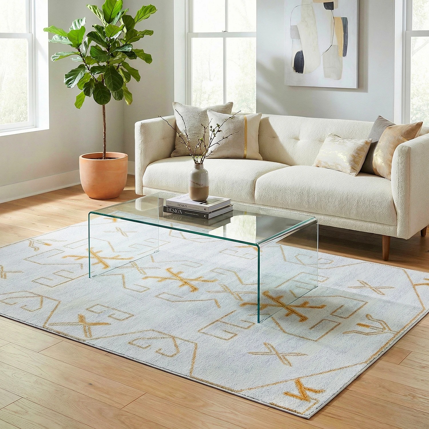 1 Common Ground Rugs Elysium Cala 290x200cm - Large Pet Friendly Floor Rug - Gold, 1 of 9