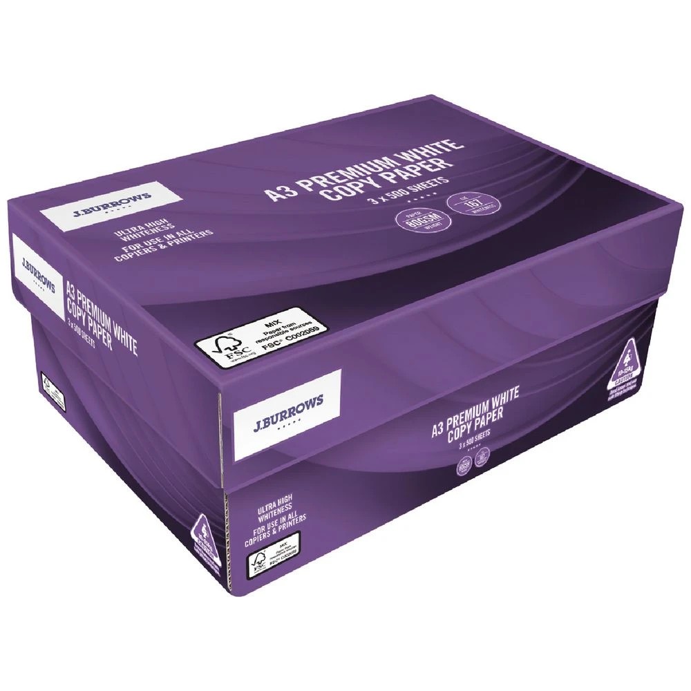 1 J.Burrows 80gsm A3 Premium Copy Paper Carton, 1 of 1
