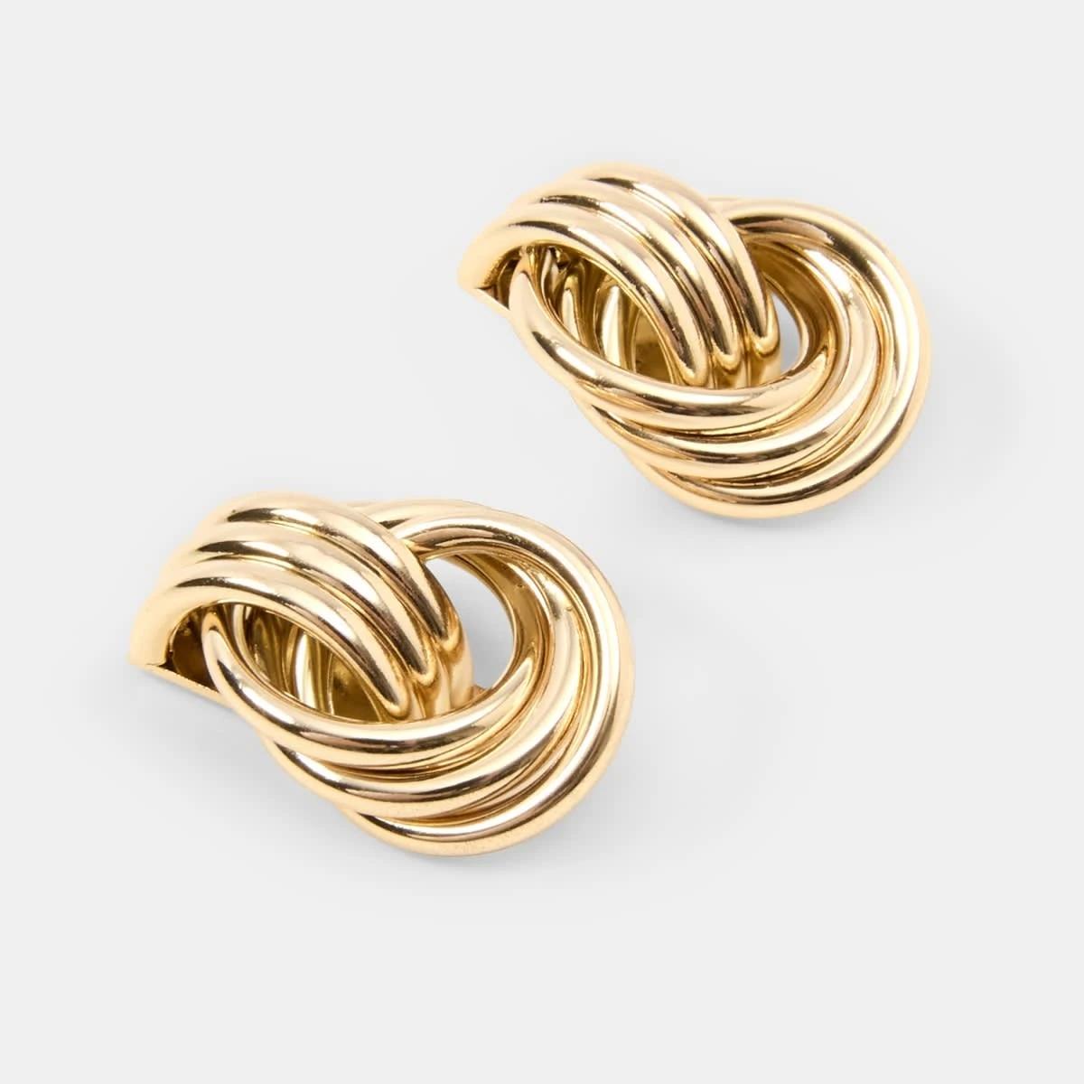 2 Mini Round Doorknocker Earrings - Gold Tone Gold, 2 of 4