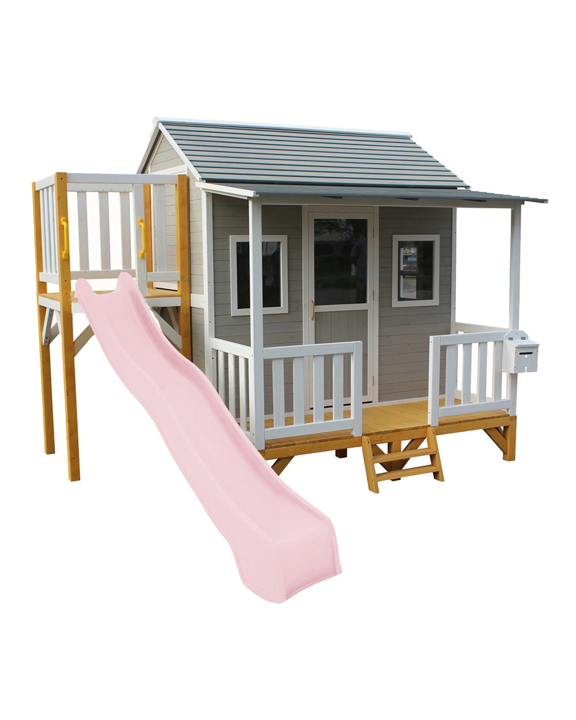 1 KIDZSHACK Delightful Shack Kids Wooden Cubby House Slide 3y+ - Pink, 1 of 3