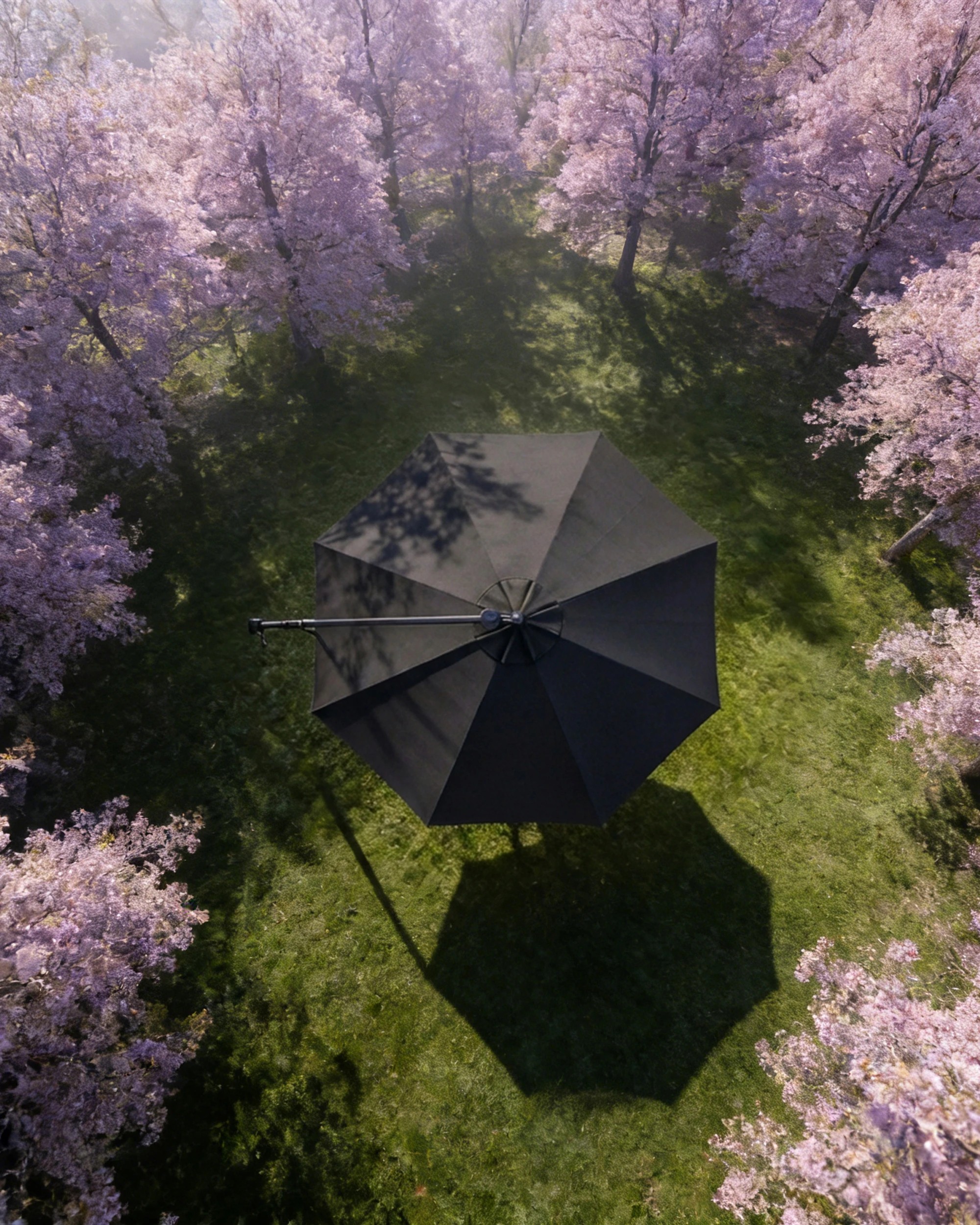 5 Advwin Outdoor Umbrella Cantilever 3m with Solar LED Lights - Gray, 5 of 7