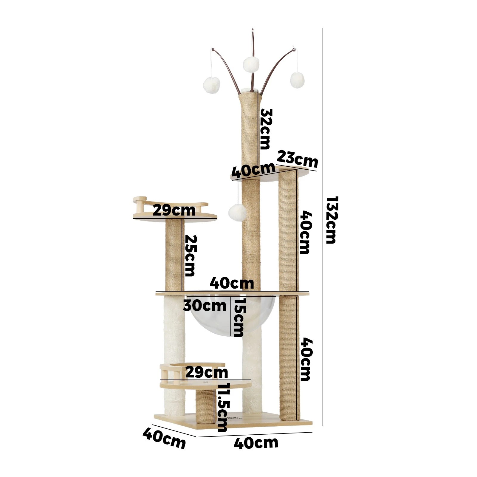7 Alopet Cat Tree Tower Scratching Post Scratcher Cats Condo House Bed Wood 132cm
 - Natural, 7 of 7