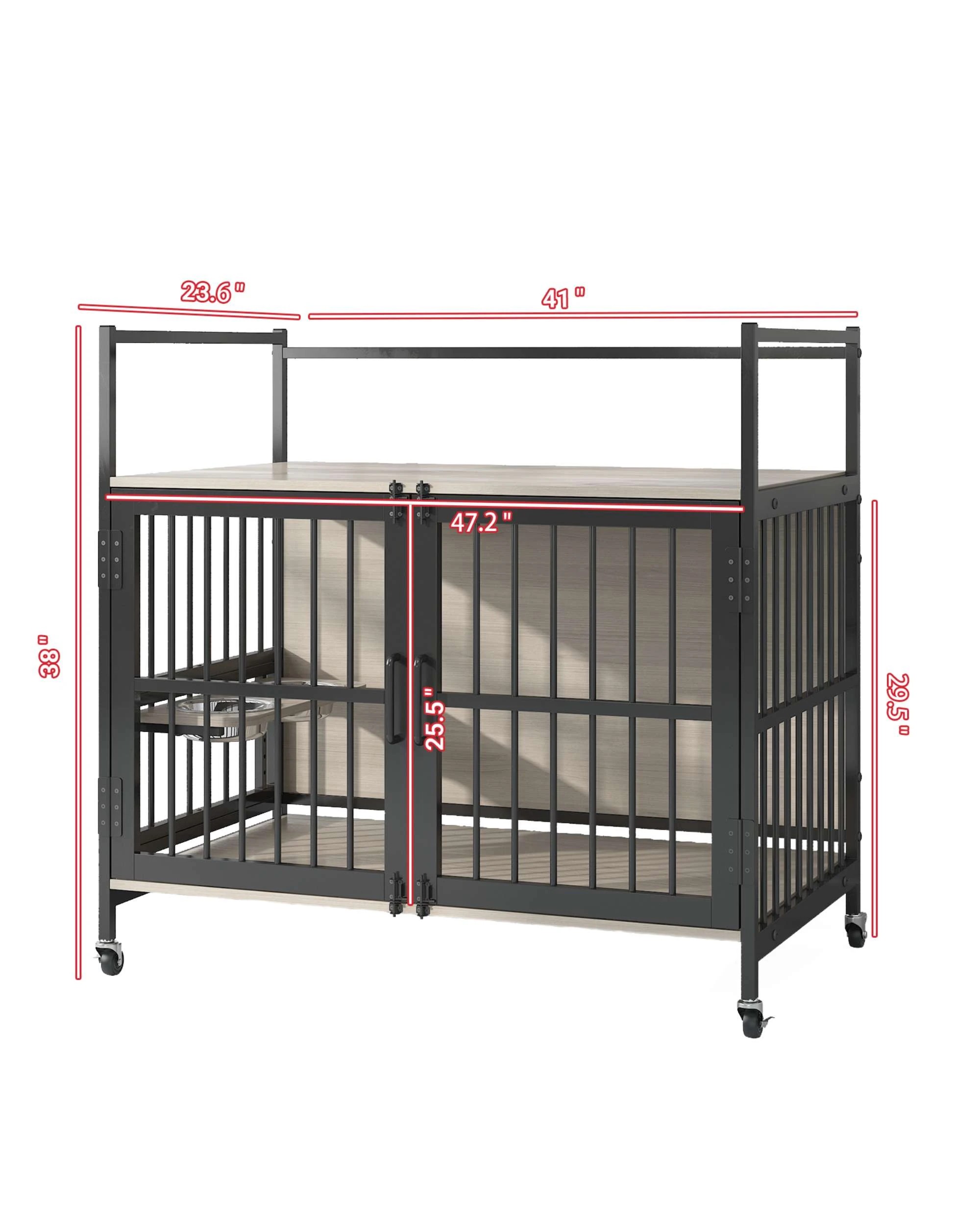 7 Advwin Dog Crate Furniture with 2 Bowls Heavy Duty Dog Kennel, 7 of 7