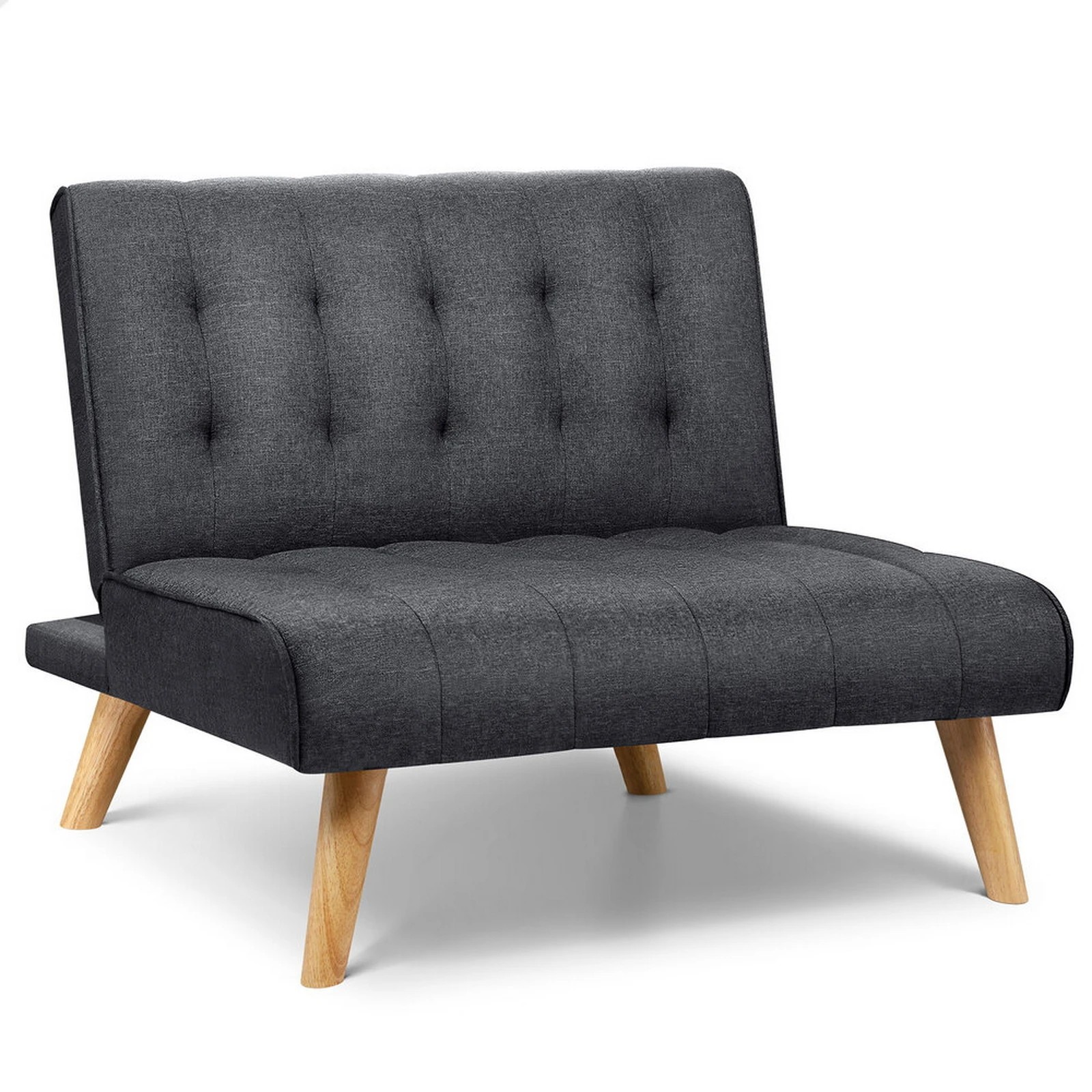 1 Alfordson Sofa Bed Lounge Chair Couch Single Seater Recliner Fabric - Grey, 1 of 10