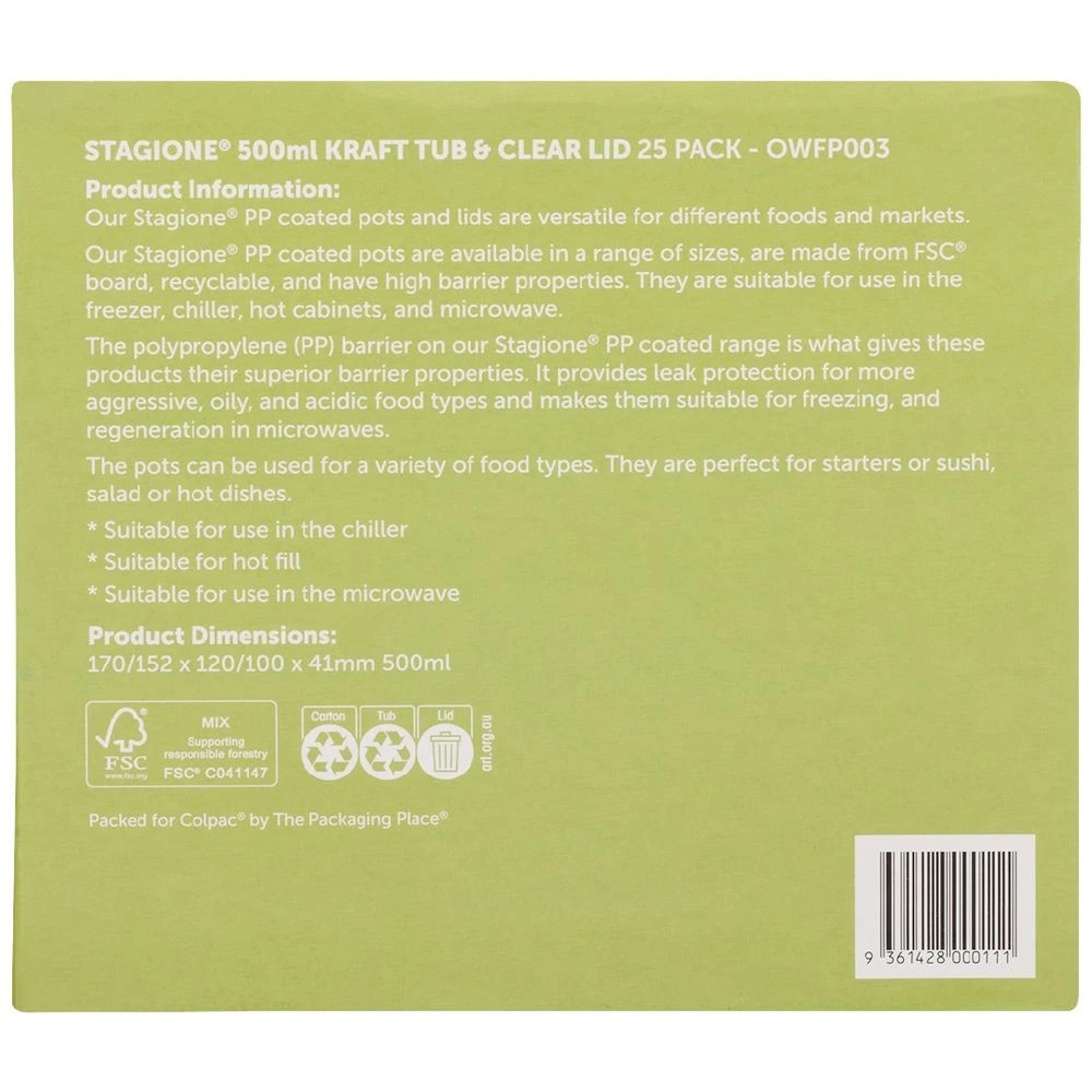 2 Colpac Stagione Kraft Tub and Lid 500ml 25 Pack, 2 of 9