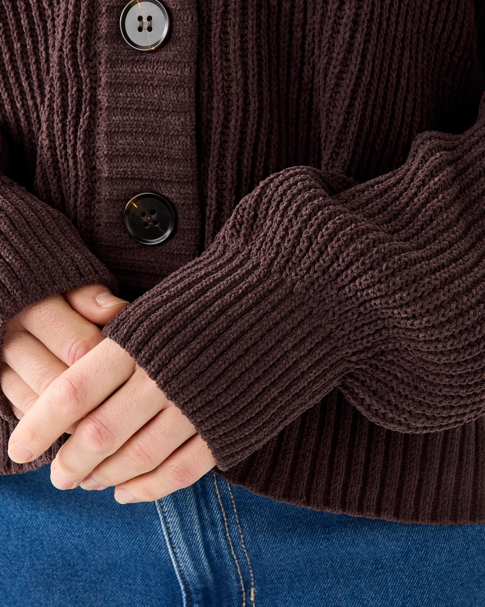 7 Chenille V Neck Cardigan Melt Brown, 7 of 7