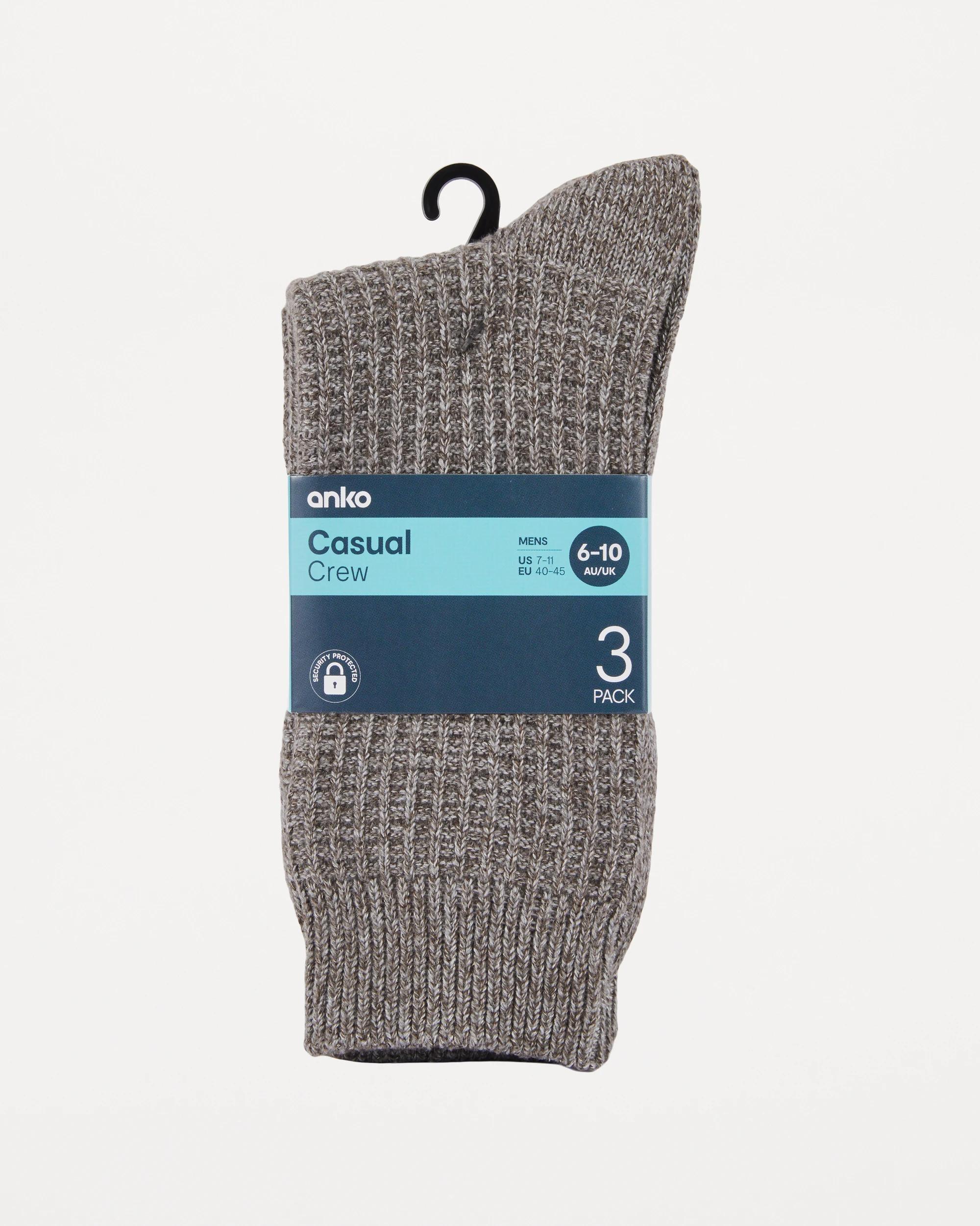 3 3 Pack Chunky Crew Socks Oatmeal, 3 of 3