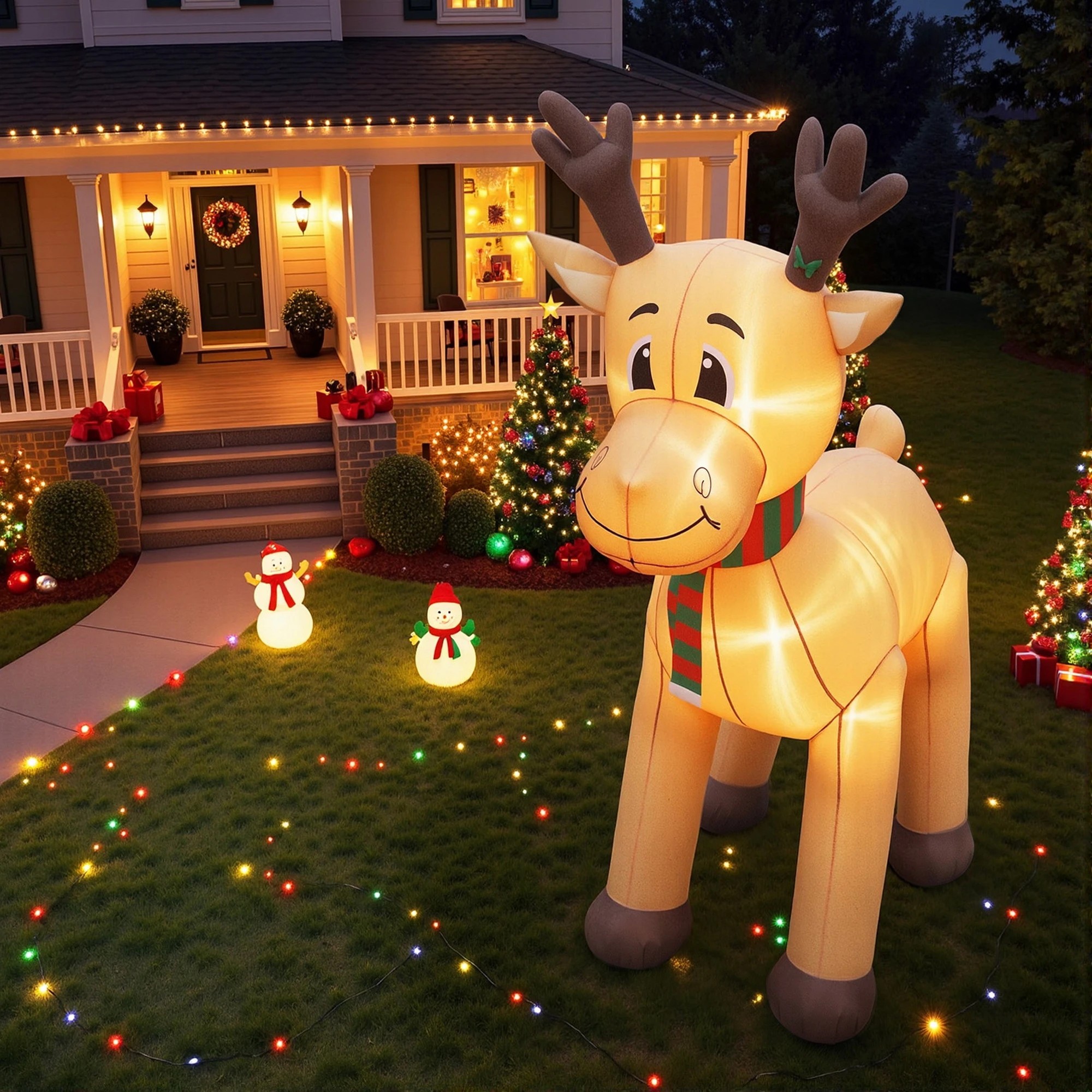 1 Jingle Jollys Christmas Inflatable Reindeer 5M Illuminated Decorations - Multi, 1 of 8