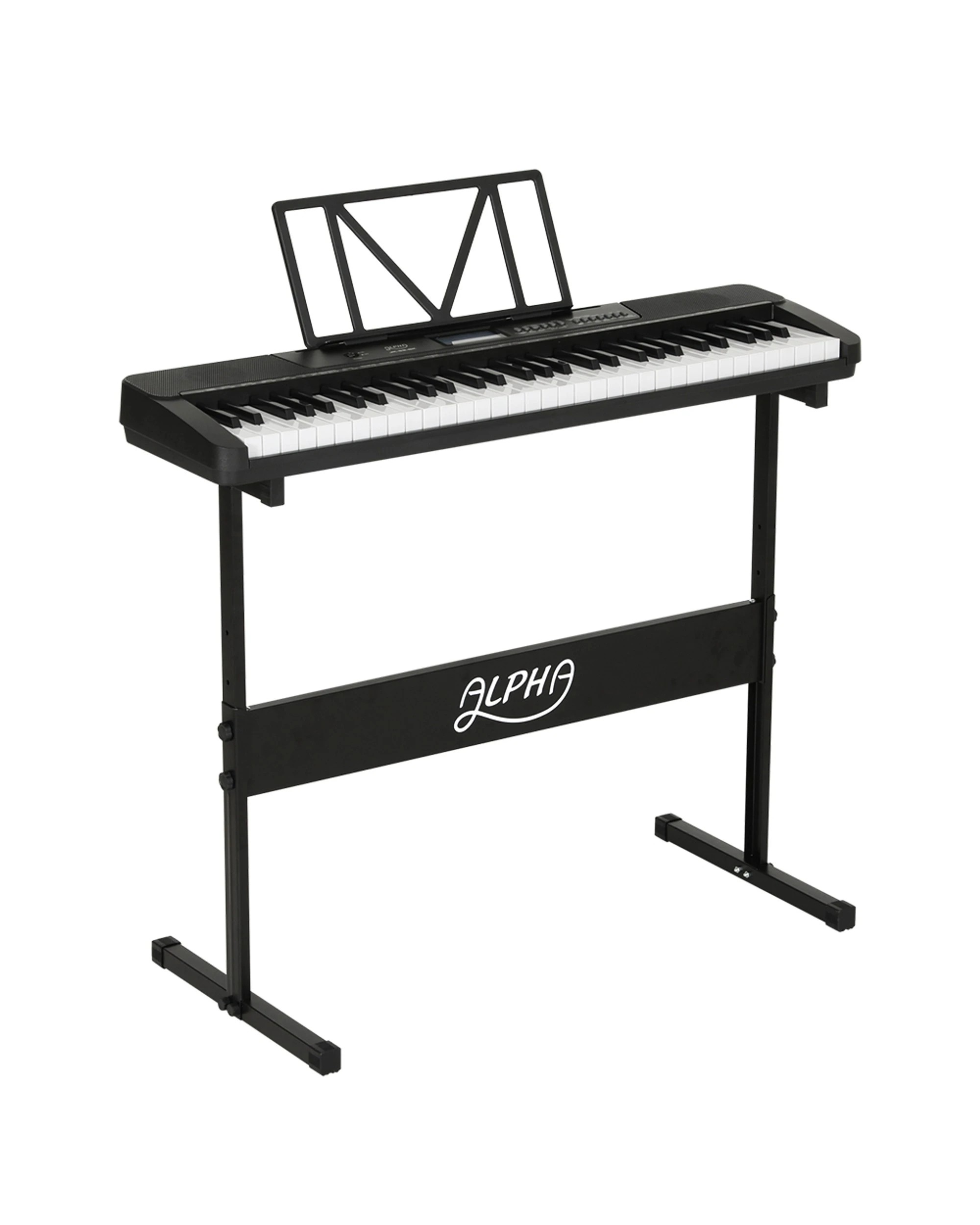 1 Alpha 61 Keys Electronic Piano Keyboard Digital Electric w/ Stand Touch Sensitive - Black, 1 of 7