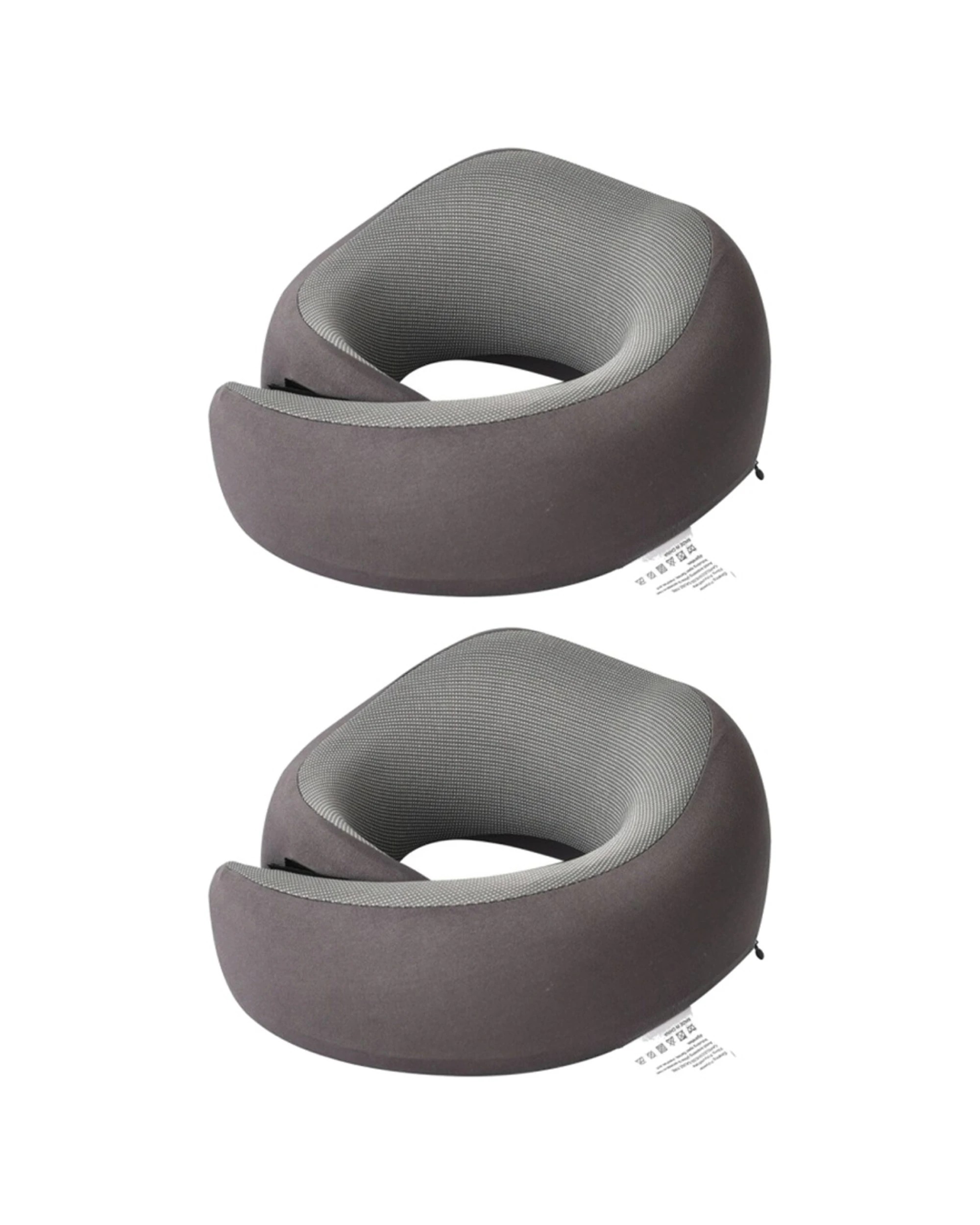 1 Tosca 2PK Wrap Around Neck Pillow Ergonomic Travel Support Cushion - Grey, 1 of 7