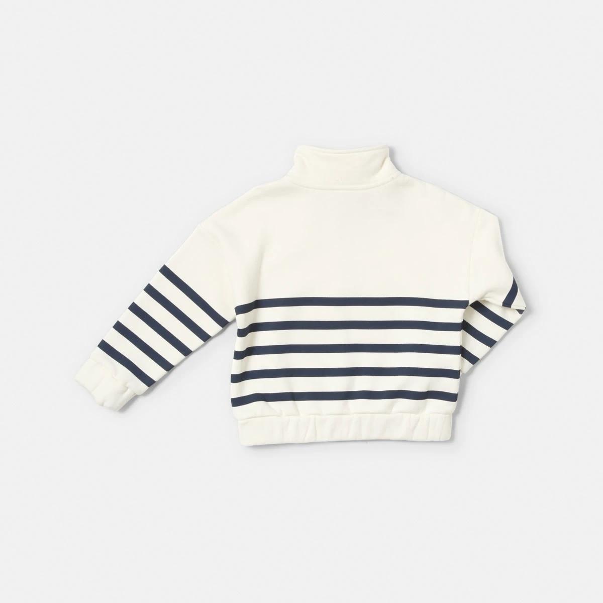 9 Quarter Zip Fleece Sweatshirt Stripe, 9 of 10