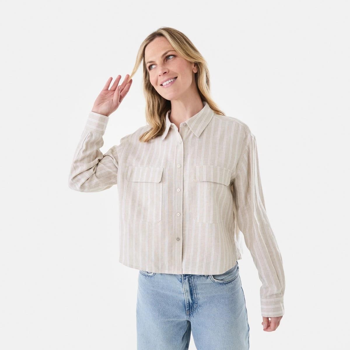 1 Long Sleeve Utility Shirt Gia Stripe, 1 of 6