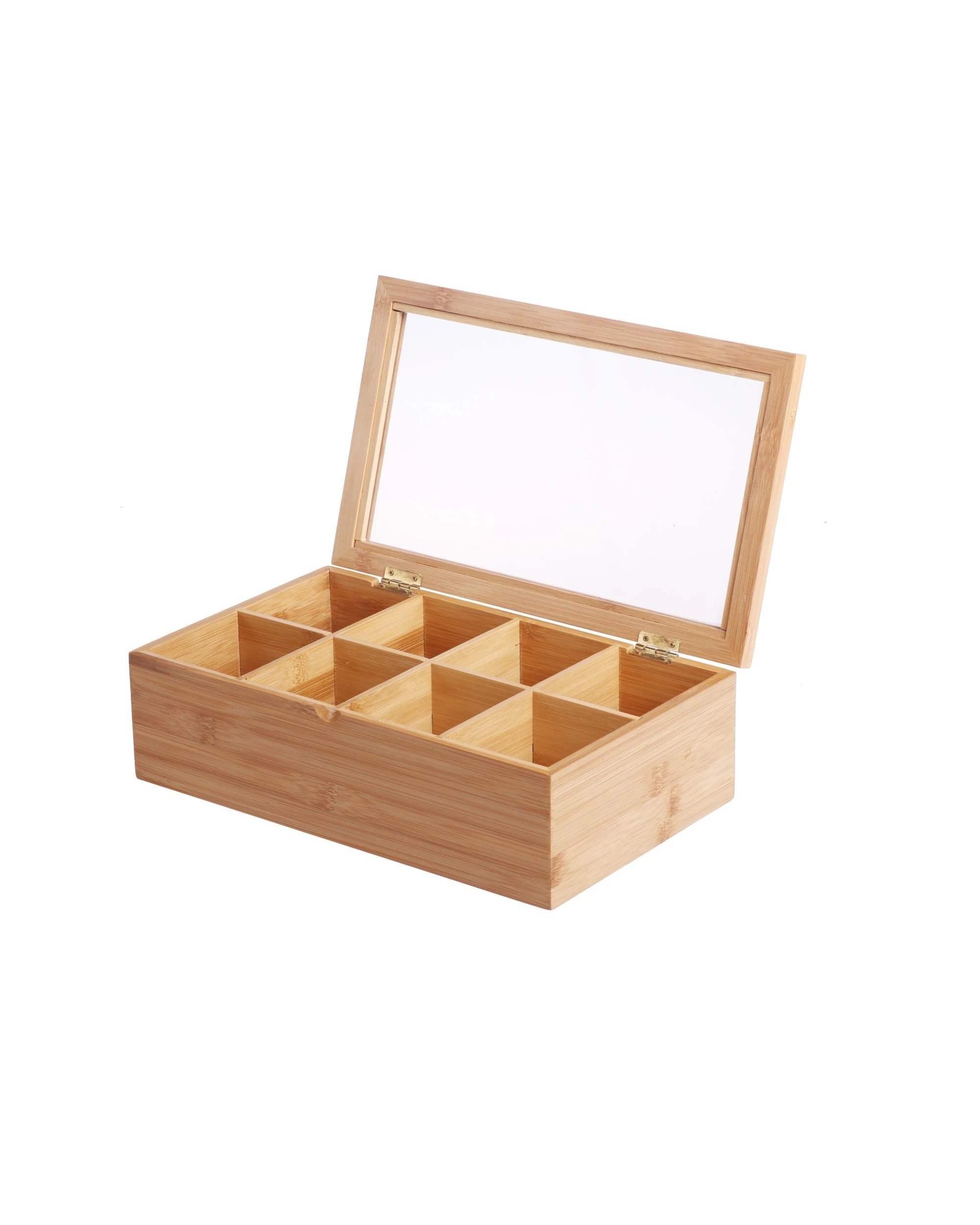 1 Sherwood Home Bamboo 8 Compartment Tea Box with Window 31.6x19x9.6cm - Natural Brown, 1 of 4
