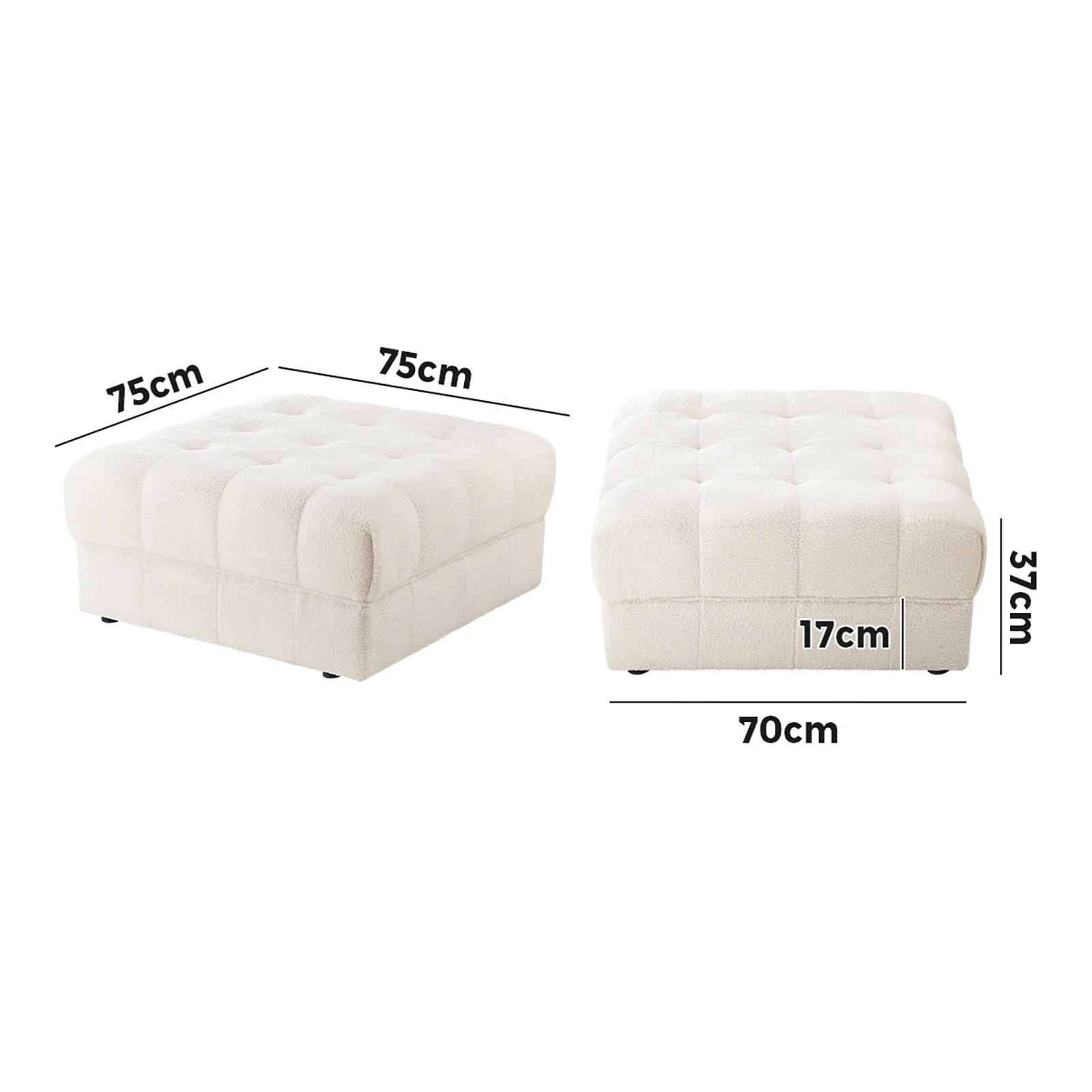 9 Oikiture 1 Seater Boucle Modular Ottoman Lounge Chair Armless Tofu
 - White, 9 of 10