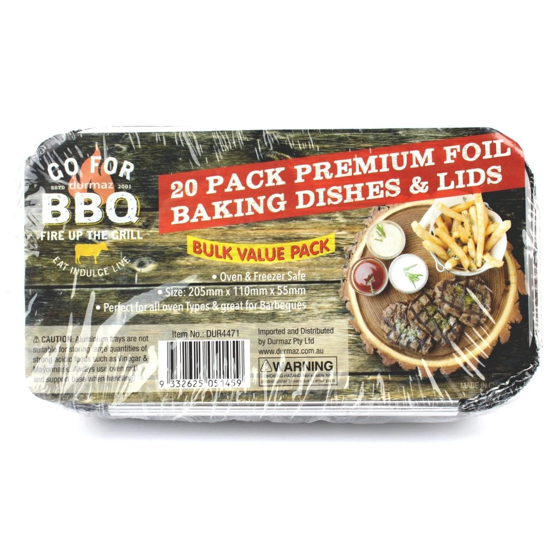 2 Durmaz Foil Trays With Lids 20.5cm x 11cm x 5.5cm Pack of 20, 2 of 3