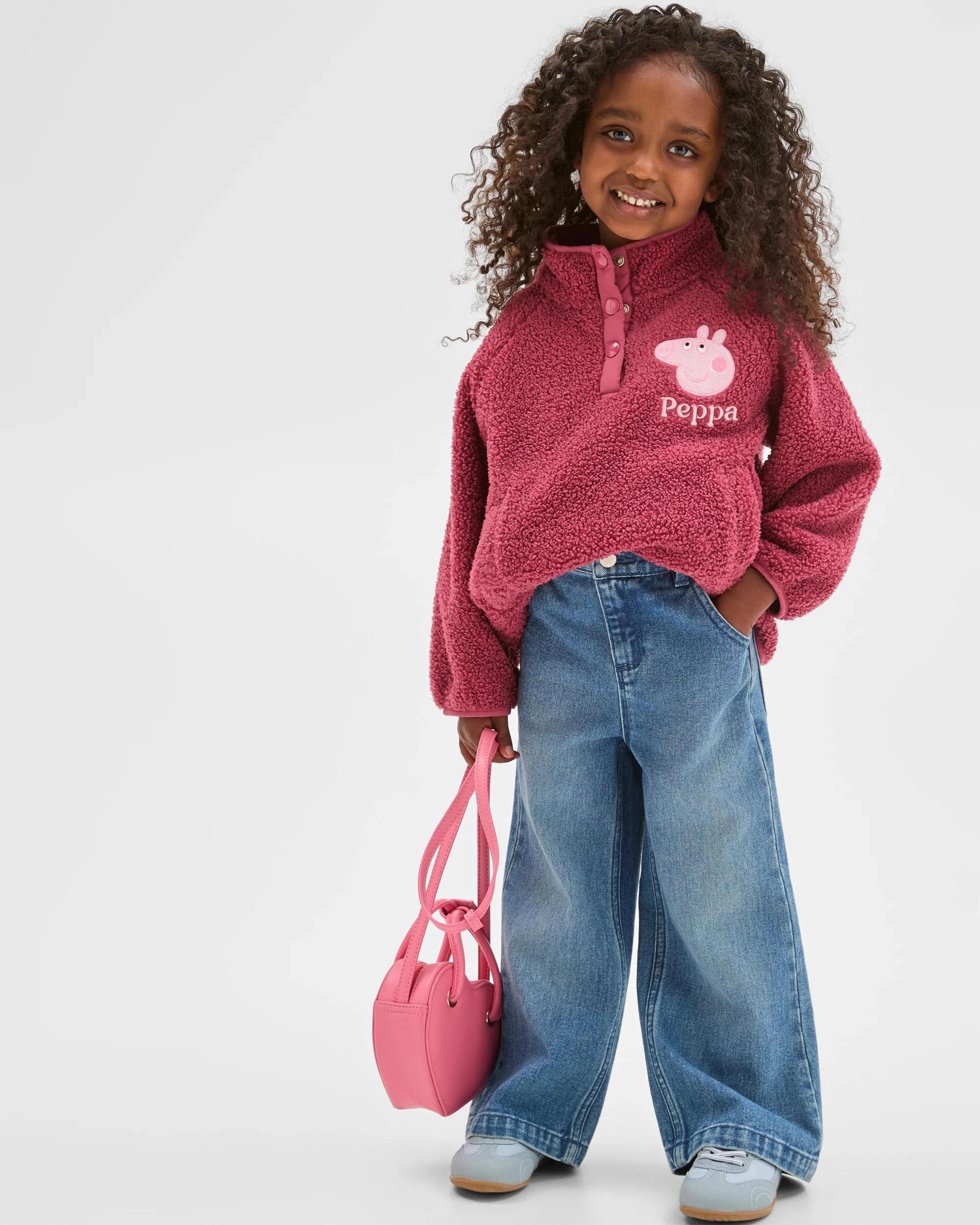 2 Peppa Pig Teddy Fleece Embroidered Jacket PINK, 2 of 8