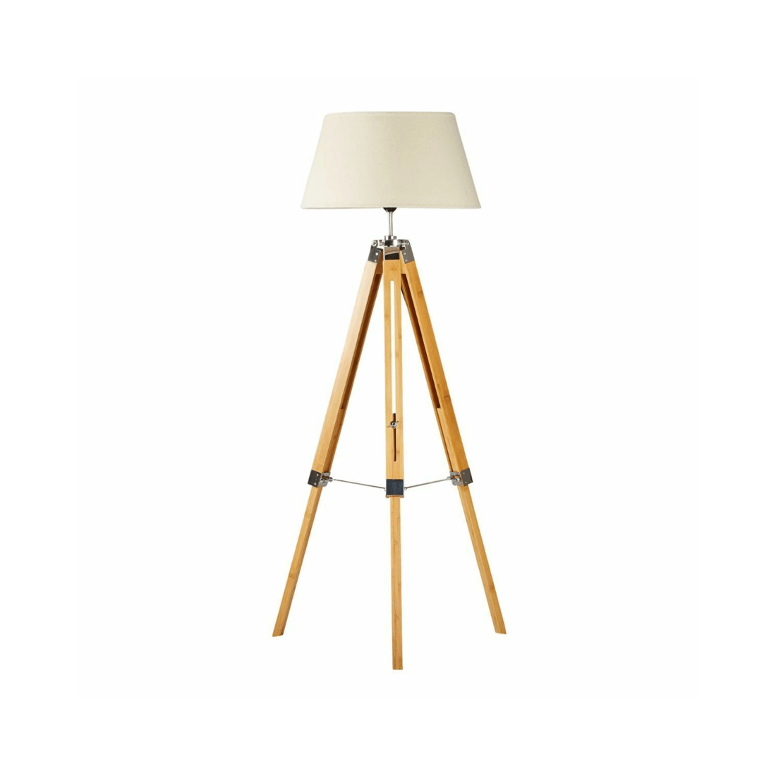 1 BR Home Bamboo Tripod Floor Lamp with Linen Shade, 1 of 6