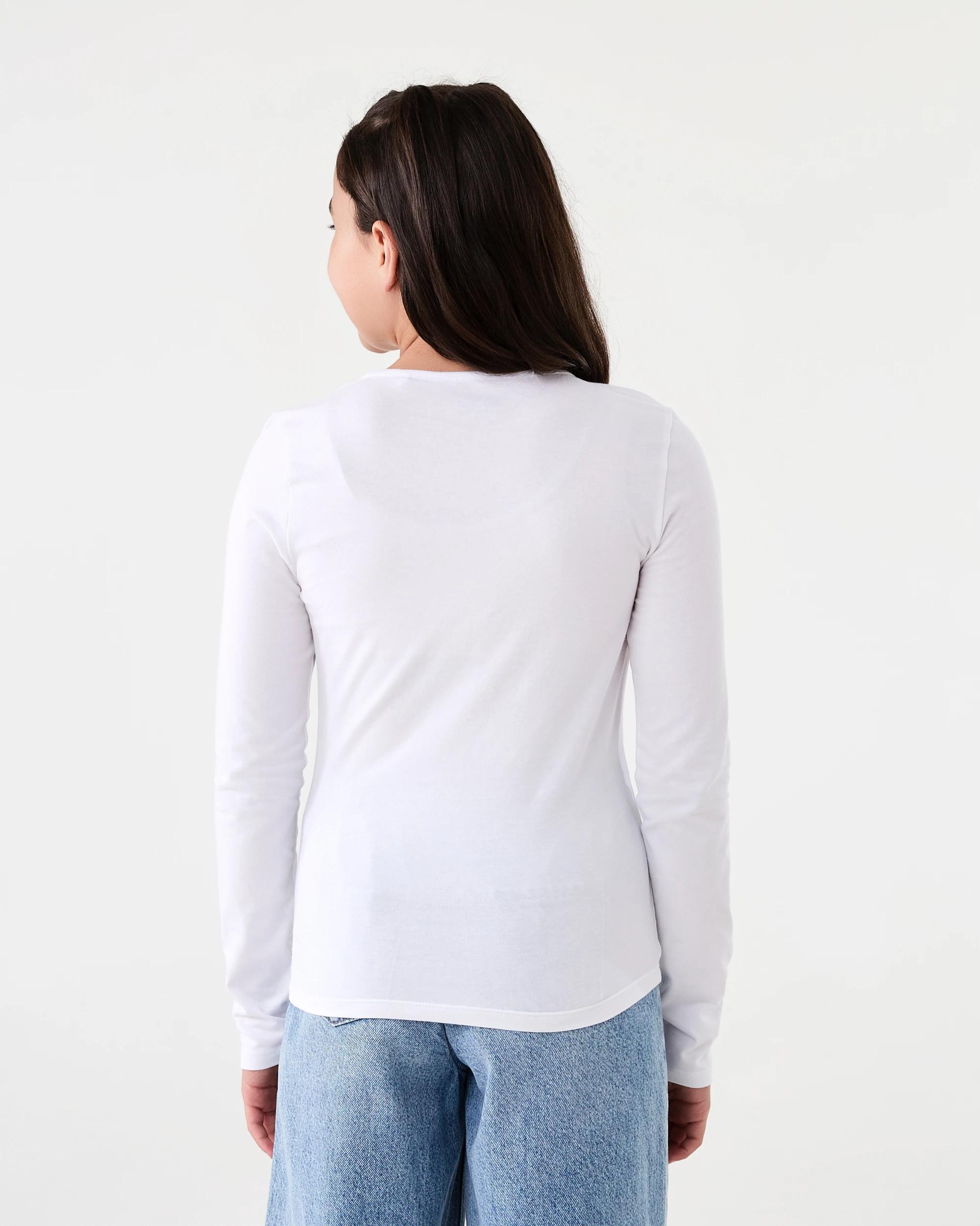 2 Plain Long Sleeve T-shirt White, 2 of 6