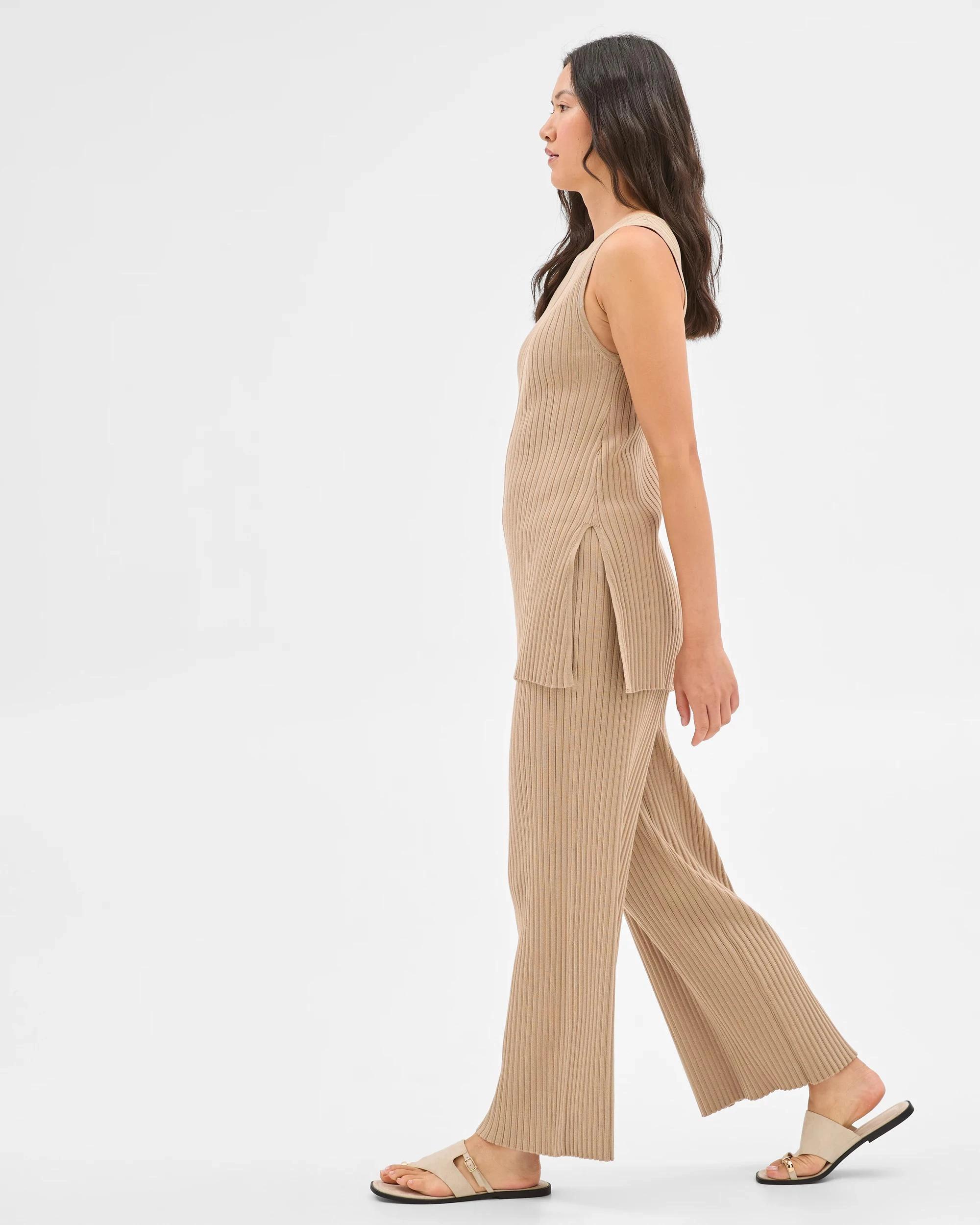 6 Target Ribbed Wide Leg Knit Pants SAND, 6 of 6