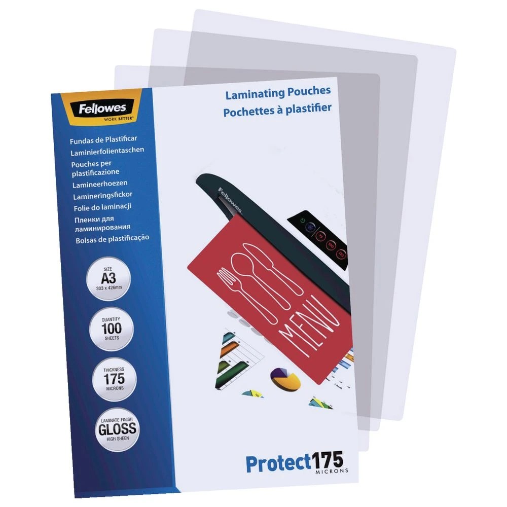 4 Fellowes A3 175 Micron Laminating Pouch Gloss 100 Pack, 4 of 4