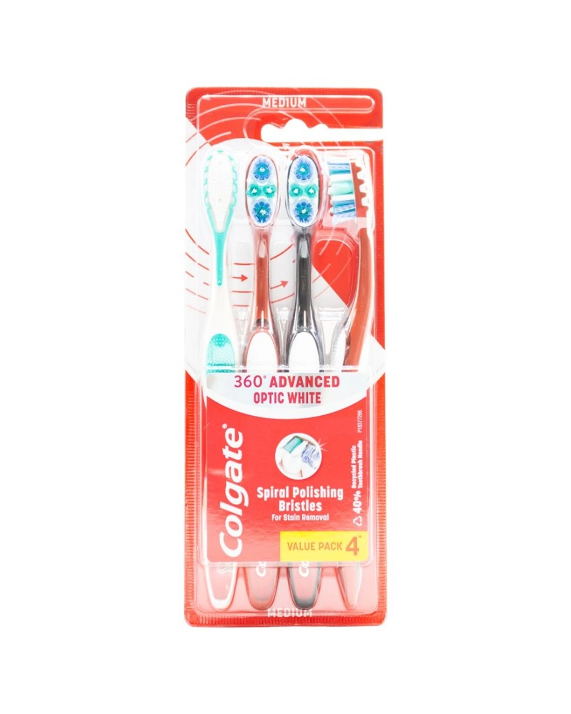 2 Colgate 360 Advanced Optic Toothbrush Medium 6PK Spiral Bristles - Multi, 2 of 3