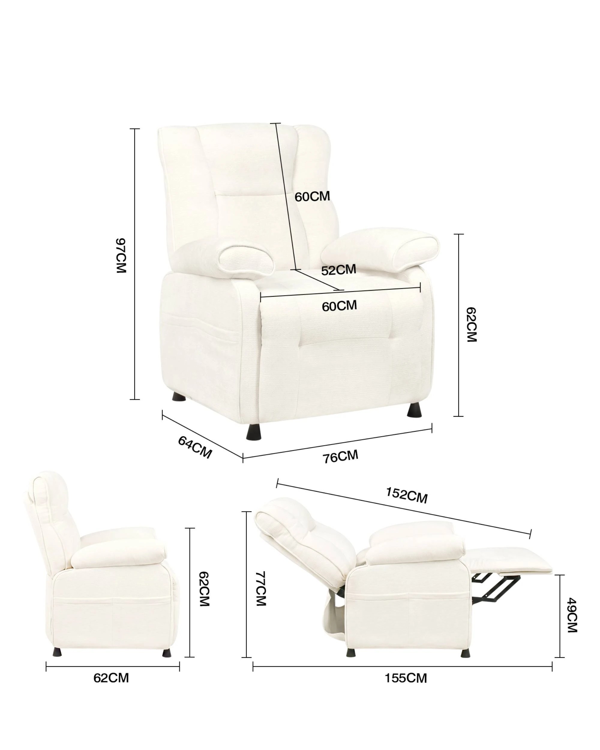 6 Advwin Recliner Chair Electric Adjustable Backrest and Footrest Lounge Armchair - Beige, 6 of 9