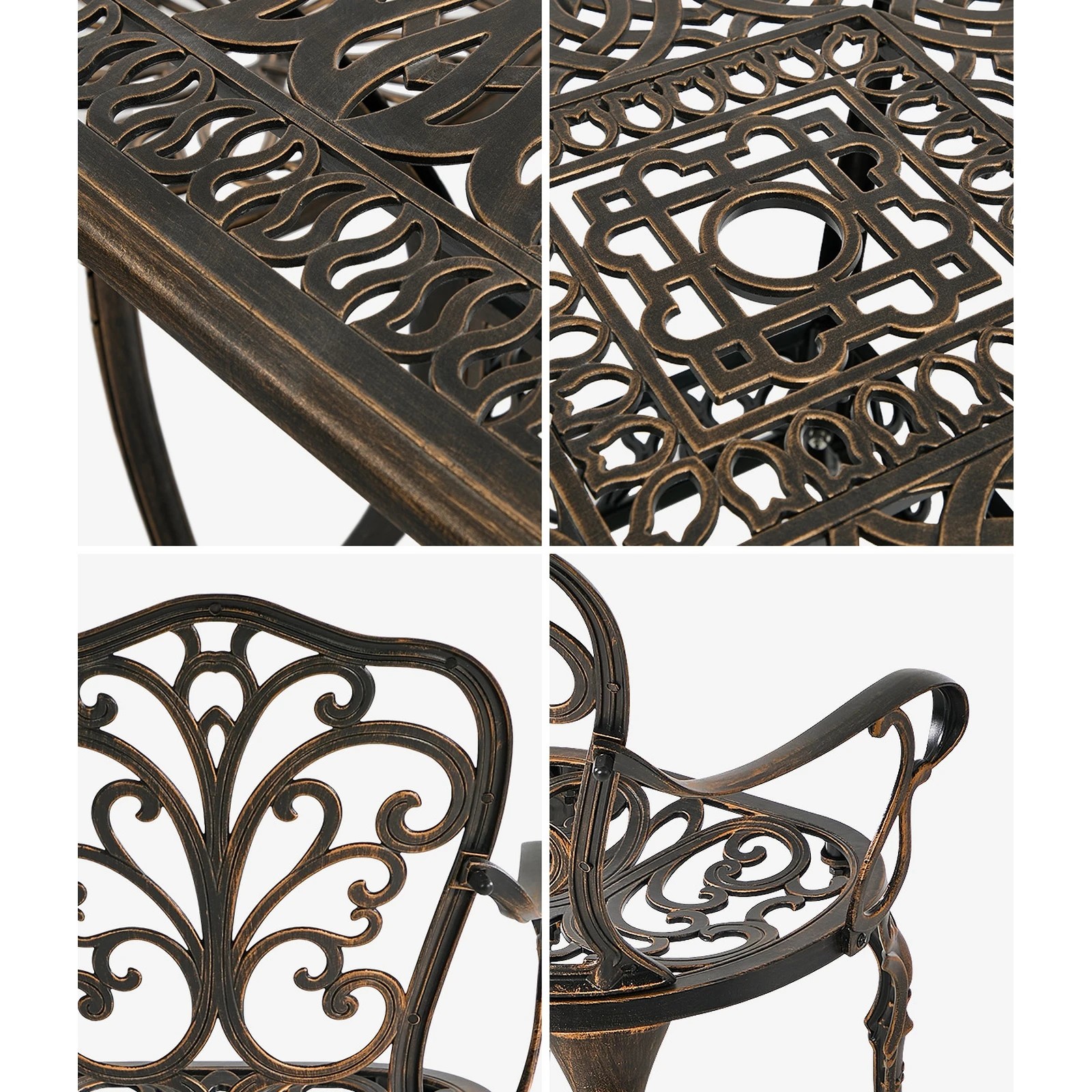 5 Livsip 3 Piece Outdoor Patio Set Bistro Patio Setting Cast Aluminium Butterfly - Bronze, 5 of 7