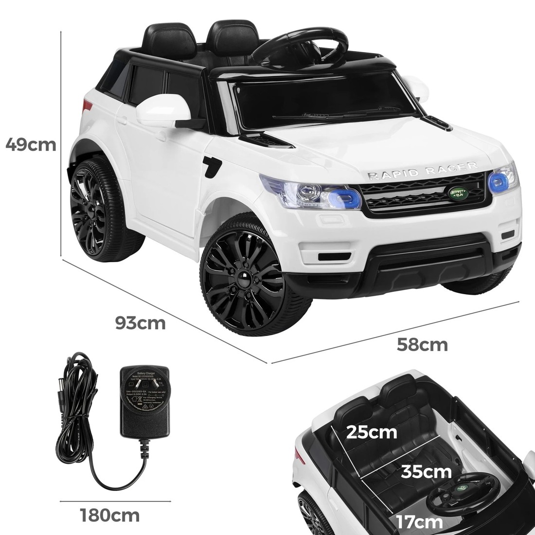 9 Alfordson Kids Ride On Car 12V Eletric Motor Remote Car Toy MP3 LED Light - White, 9 of 10