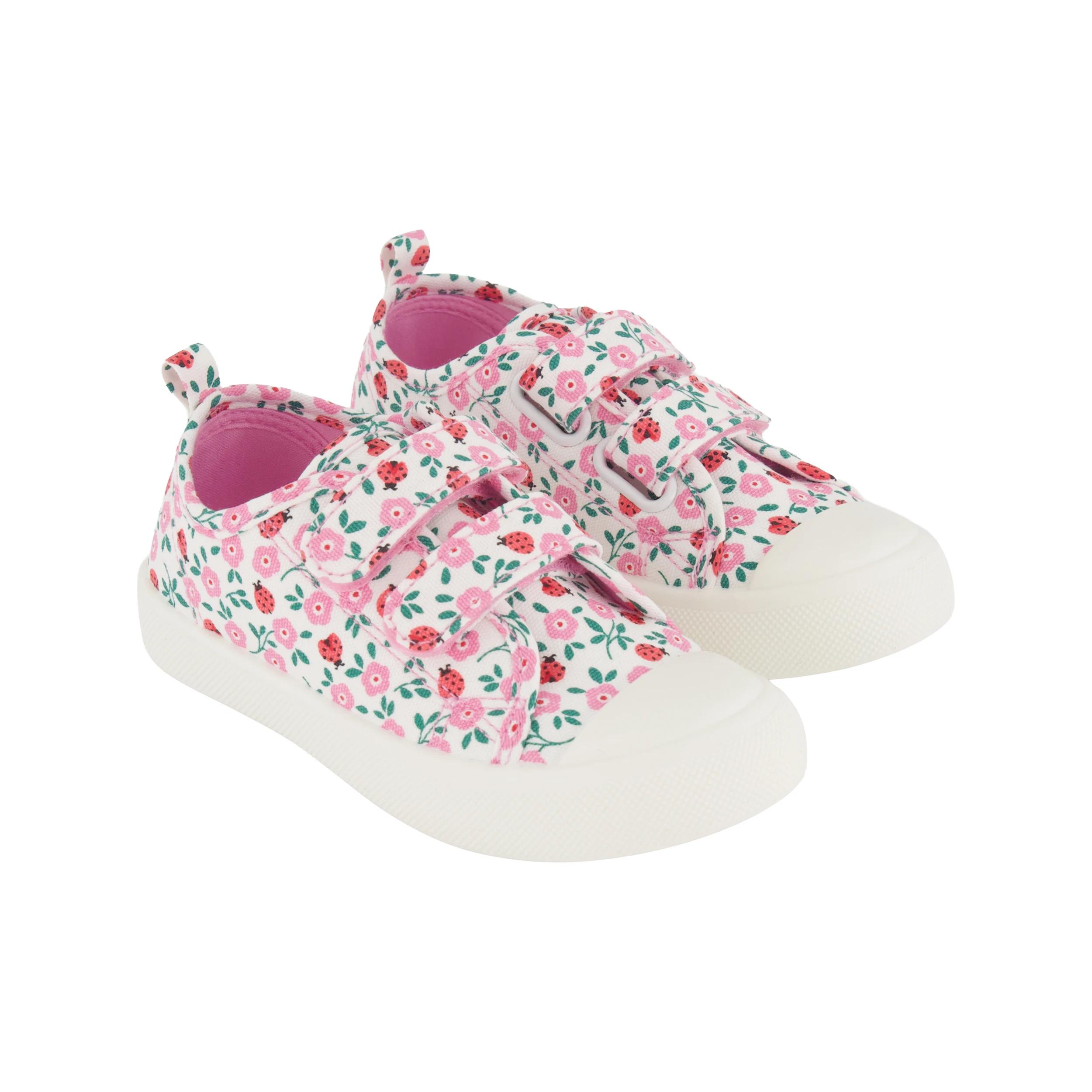 4 Junior Casual Shoes BEIGE FLORAL LADY BUG Print, 4 of 5