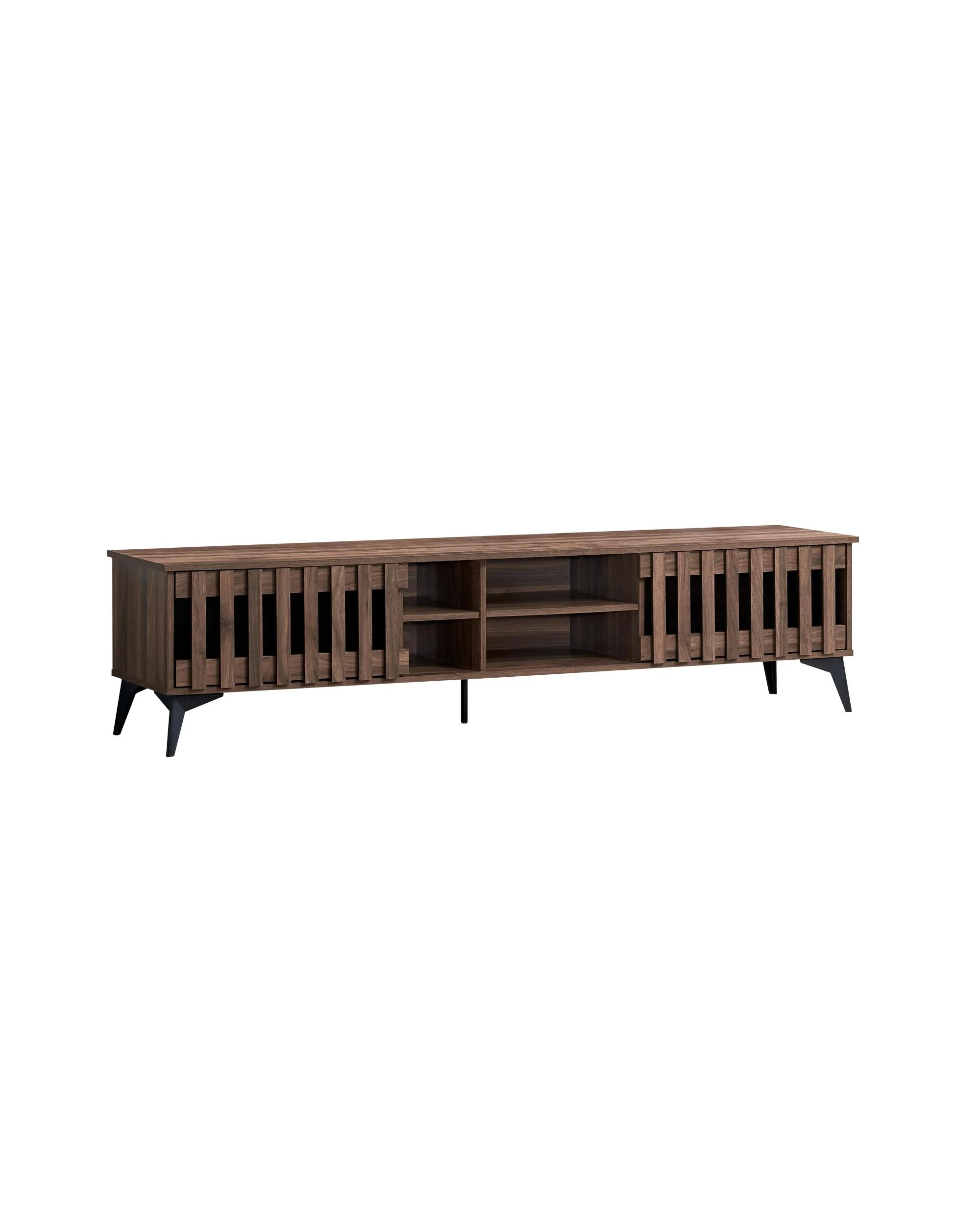 1 Kodu Entertainment Unit TV Cabinet TV Stand 180cm 2 Doors Walnut - Brown, 1 of 8