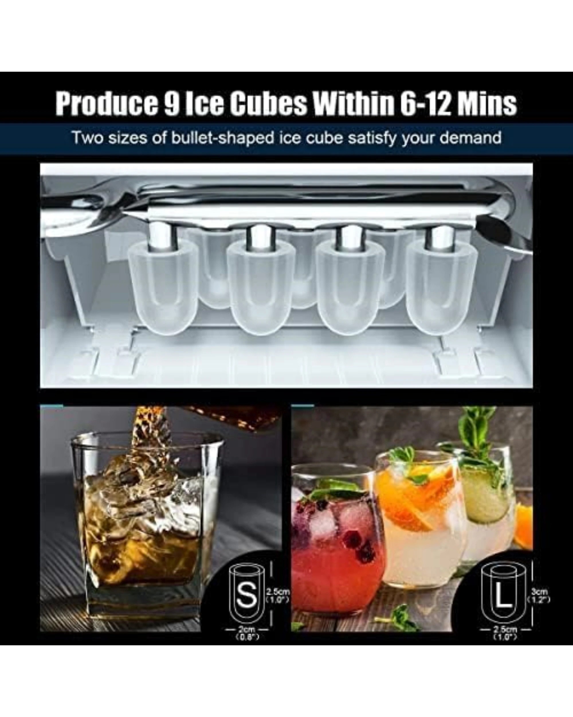 3 Advwin 2 in 1 Ice Cube Maker & Water Dispenser (Black), 3 of 8