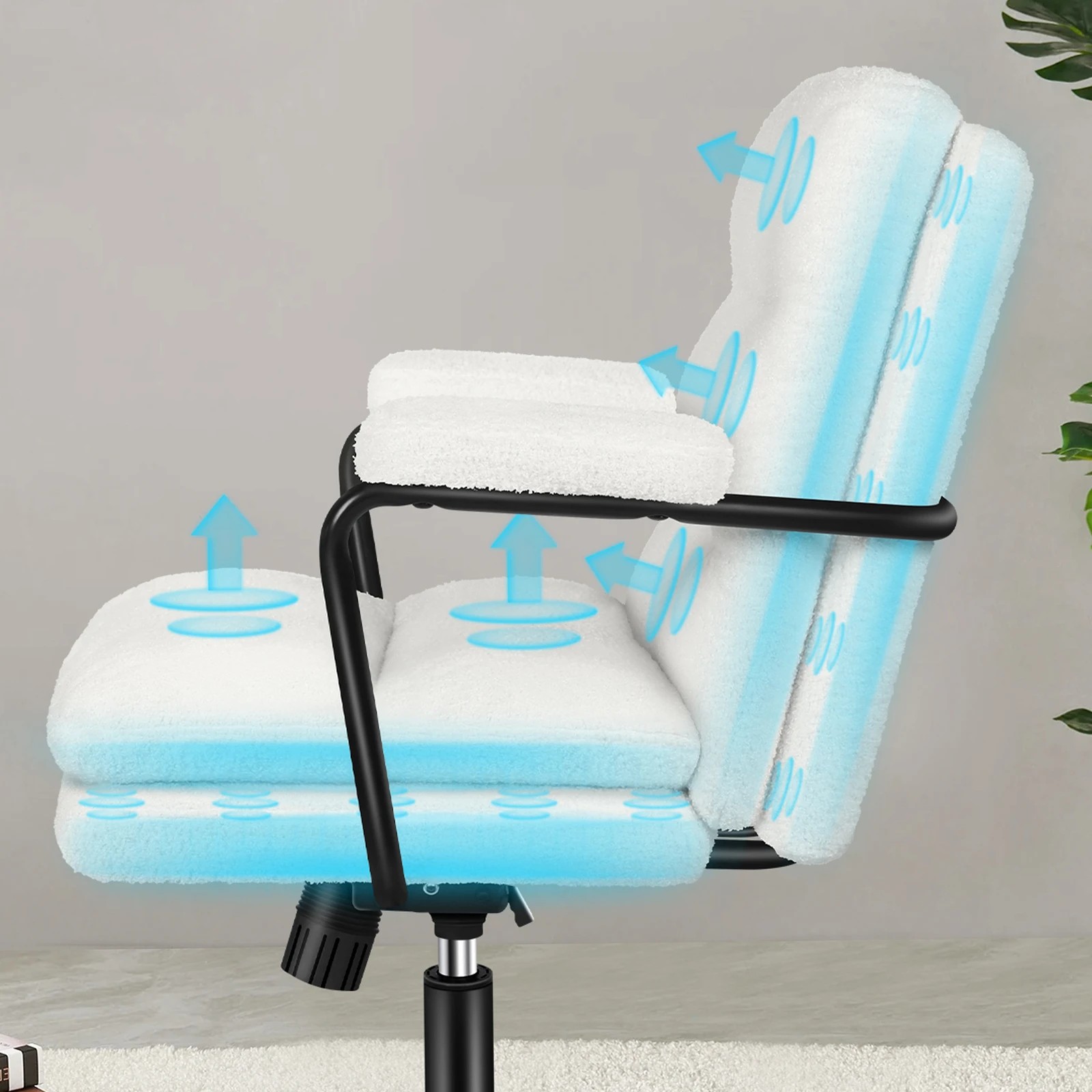 3 Alfordson Office Chair Ergonomic Executive Computer Work Seat Boucle - White, 3 of 10