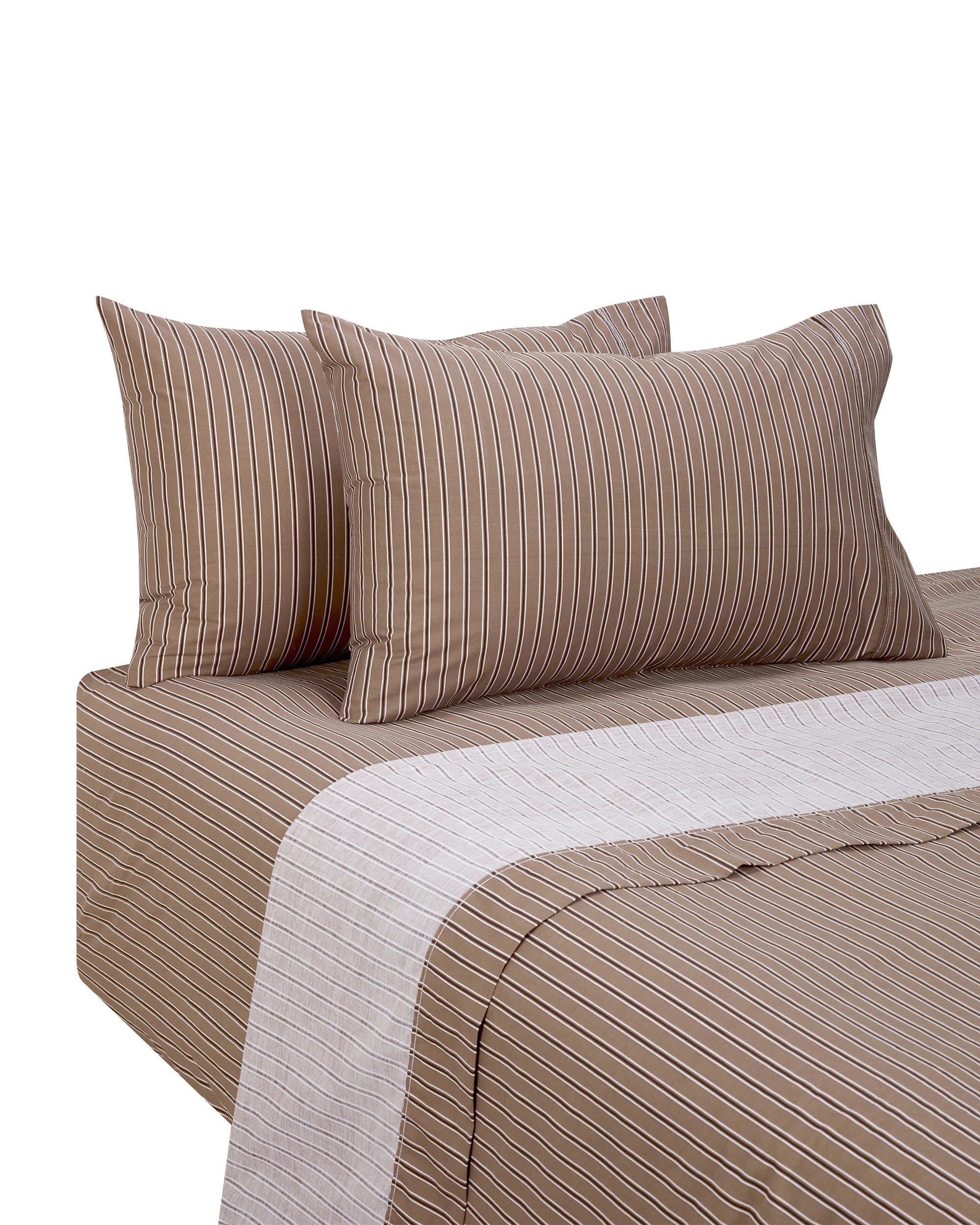 5 250 Thread Count Stripe Cotton Sheet Set - Queen Bed, Mocha, 5 of 7