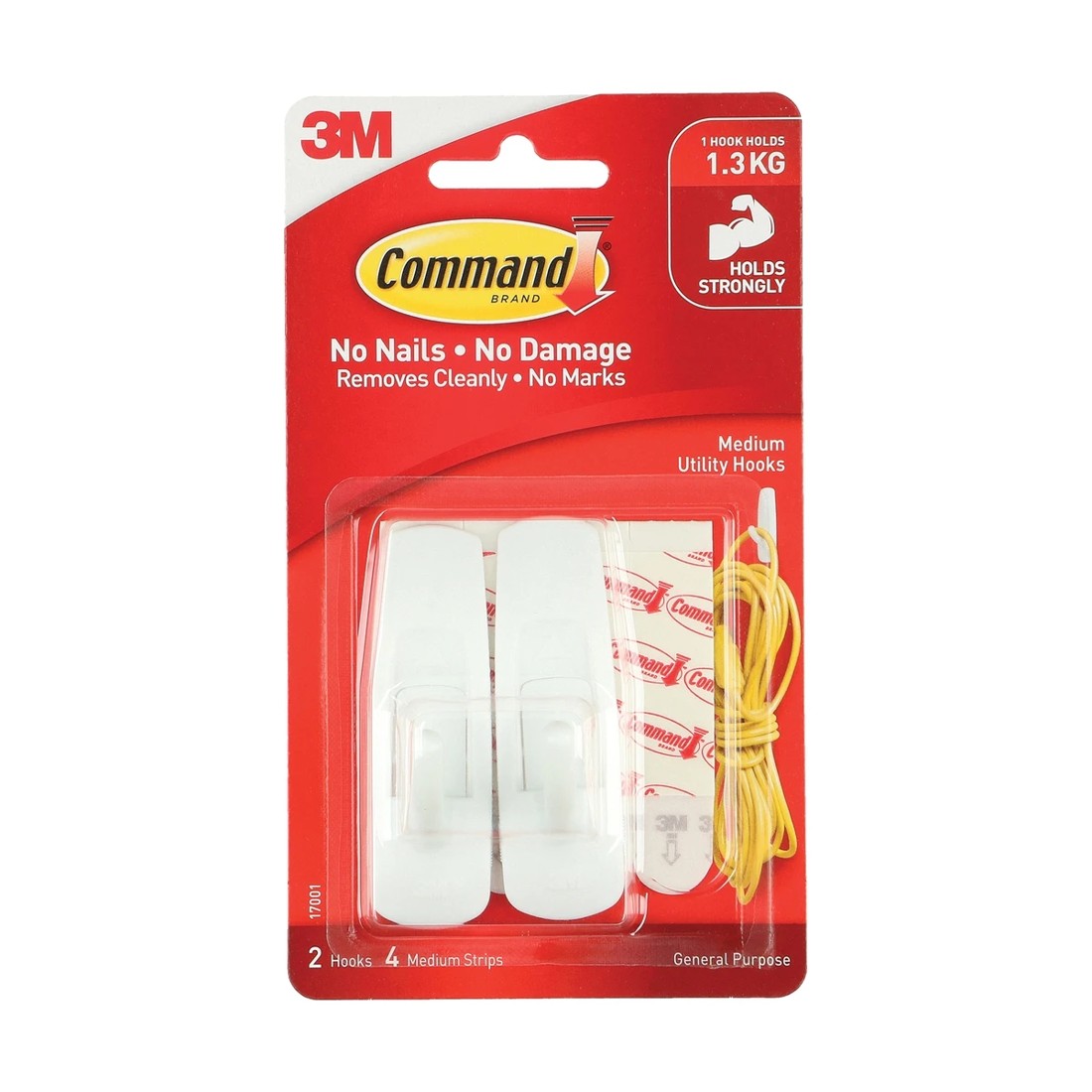 1 2 Pack 3M Command Mounting Hook Medium - White, 1 of 1