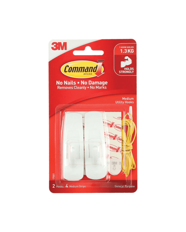 2 Pack 3M Command Mounting Hook Medium - W