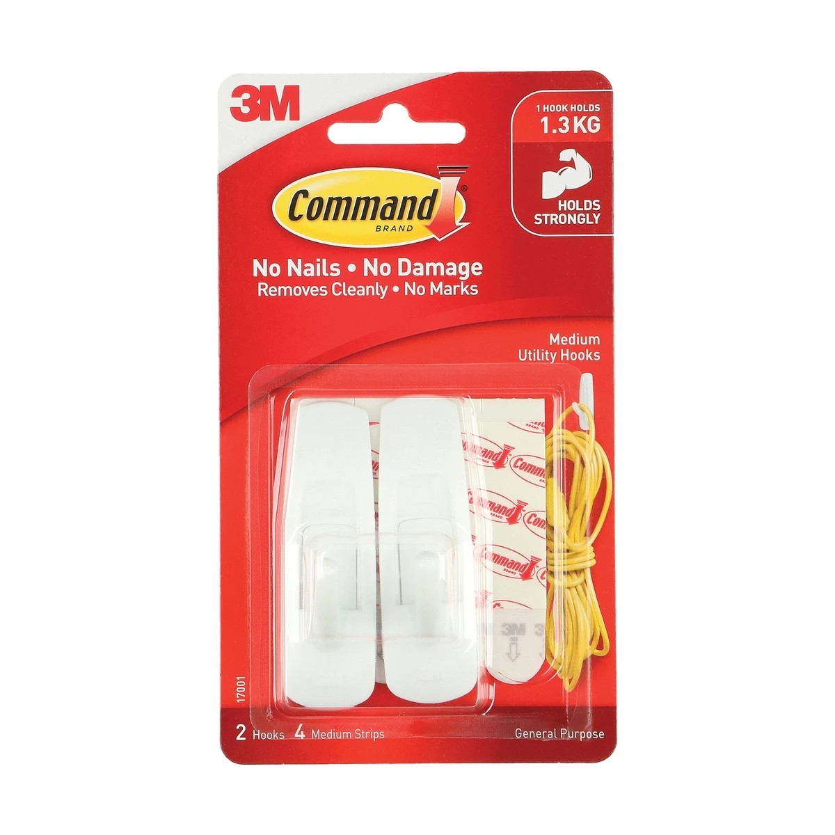 1 2 Pack 3M Command Mounting Hook Medium - White, 1 of 1