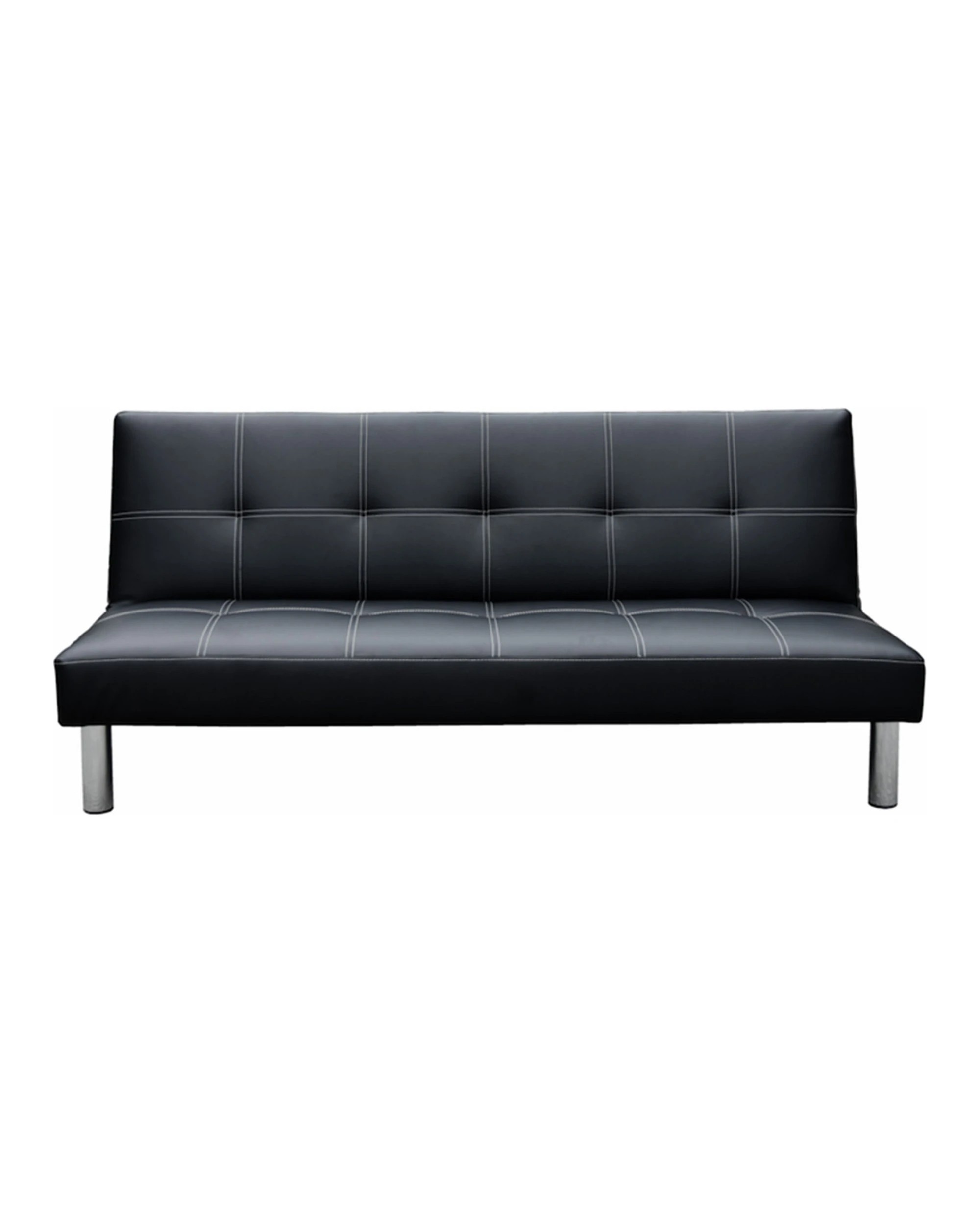 1 Sarantino 3 Seater Faux Leather Sofa Bed Couch - Black, 1 of 6