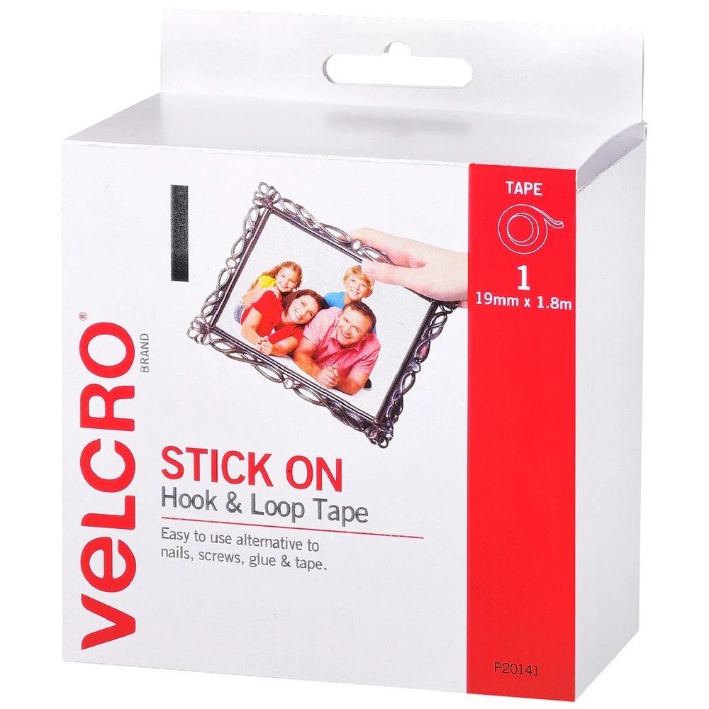 1 VELCRO Brand 19mm x 1.8m Hook and Loop Stick On Tape White, 1 of 1