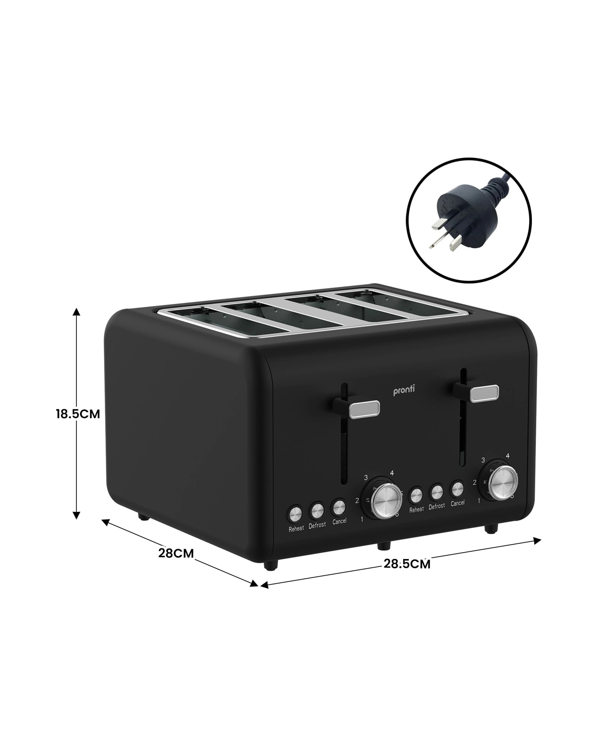 6 Pronti Silver Noir Collection 4 Slice Toaster and Kettle Bundle, 6 of 8