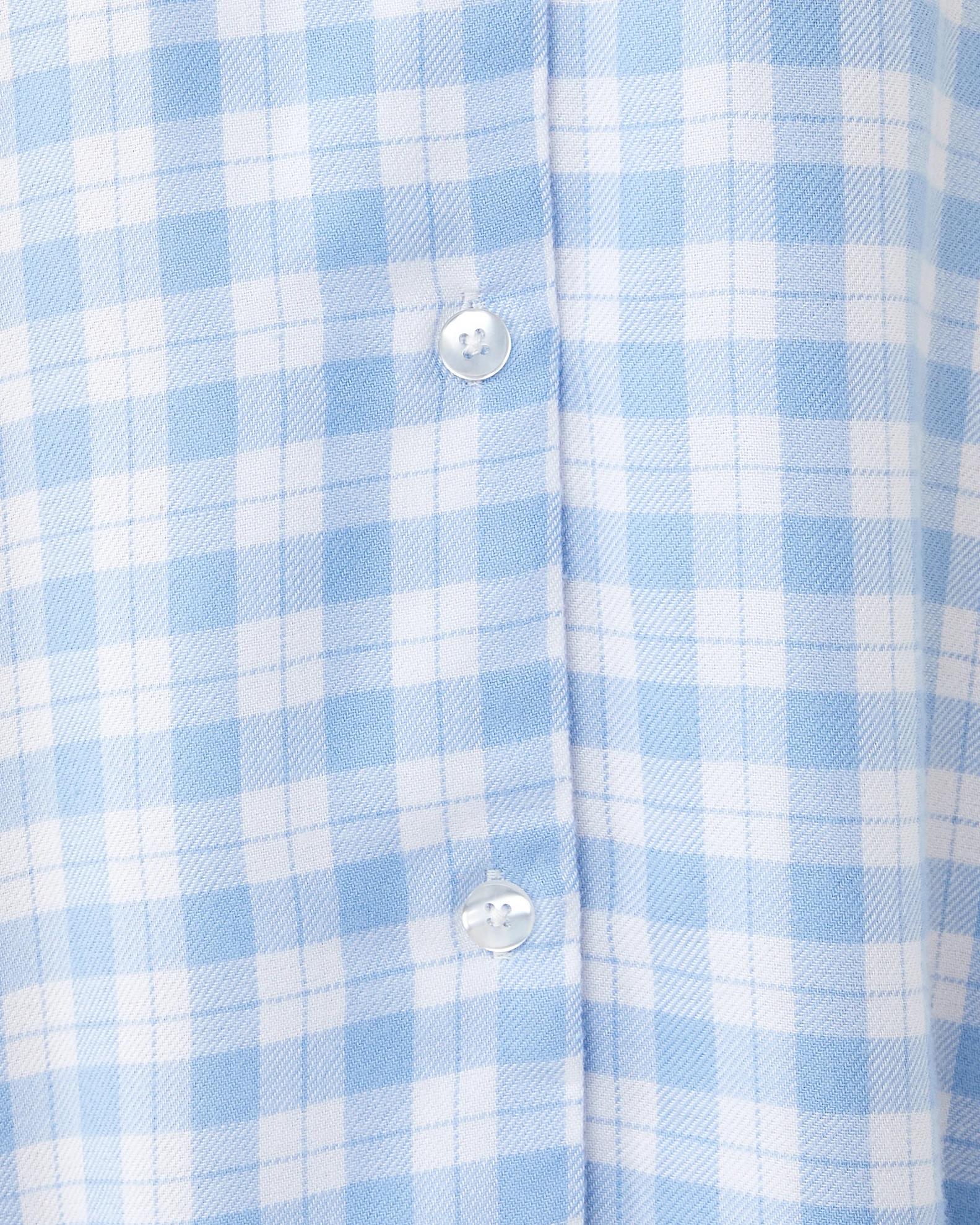 7 Long Sleeve Flannel Nightie Blue Chk, 7 of 8