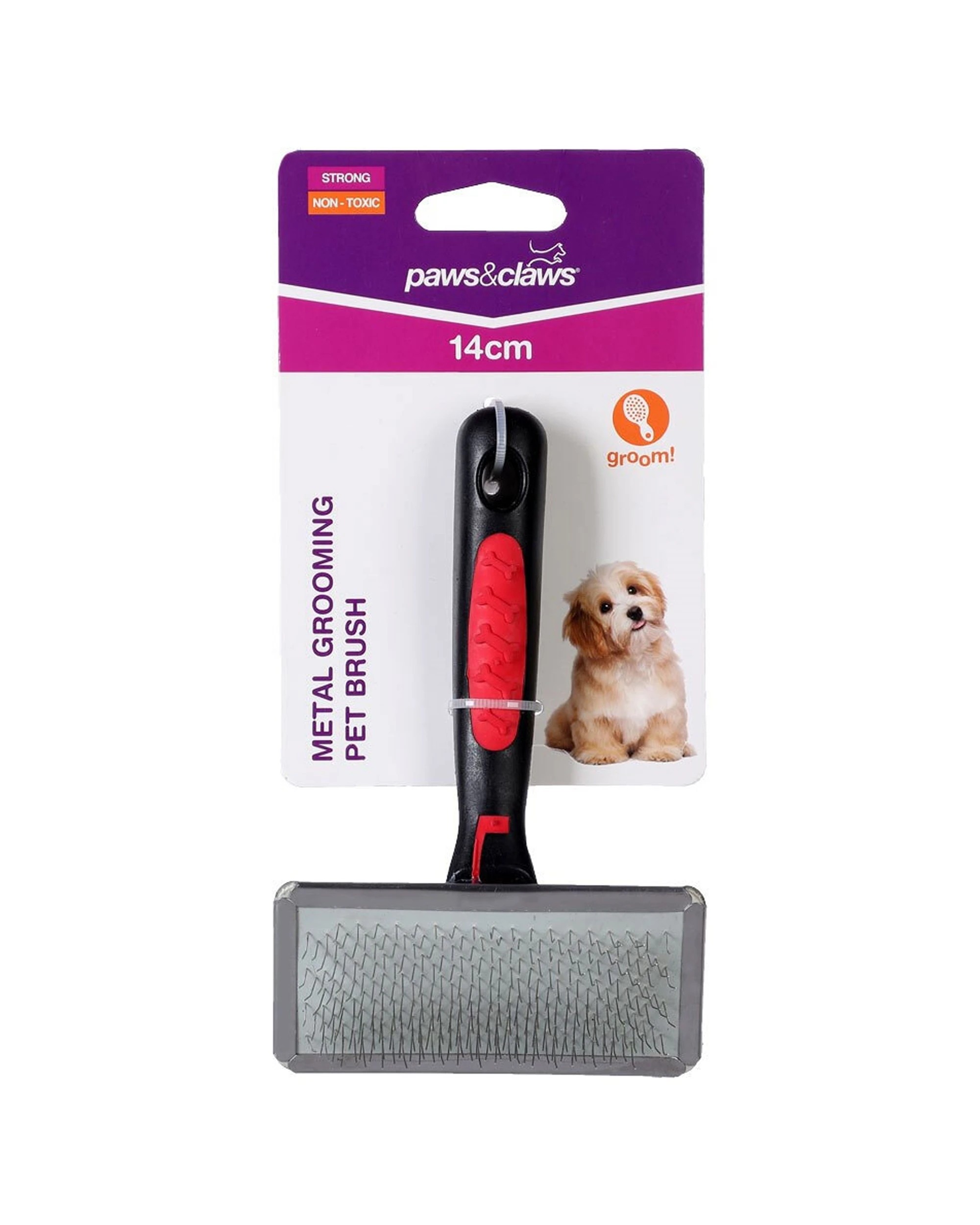 2 Paws And Claws 3pc Metal Grooming Pet Brush Dual Length Comb Prongs 14cm - Multi, 2 of 3