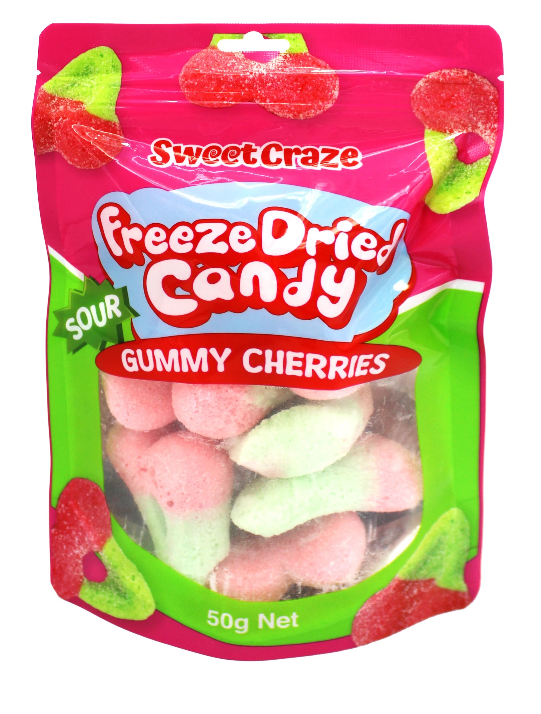 1 Sweet Craze Sour Freeze Dried Candy 50g - Gummy Cherries, 1 of 2