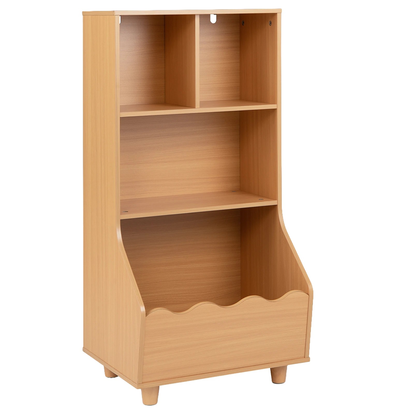 1 Costway 3-Tier Bookshelf 3 Compartment Bookcase Toy Organizer Storage Shelf Rack - Natural, 1 of 5