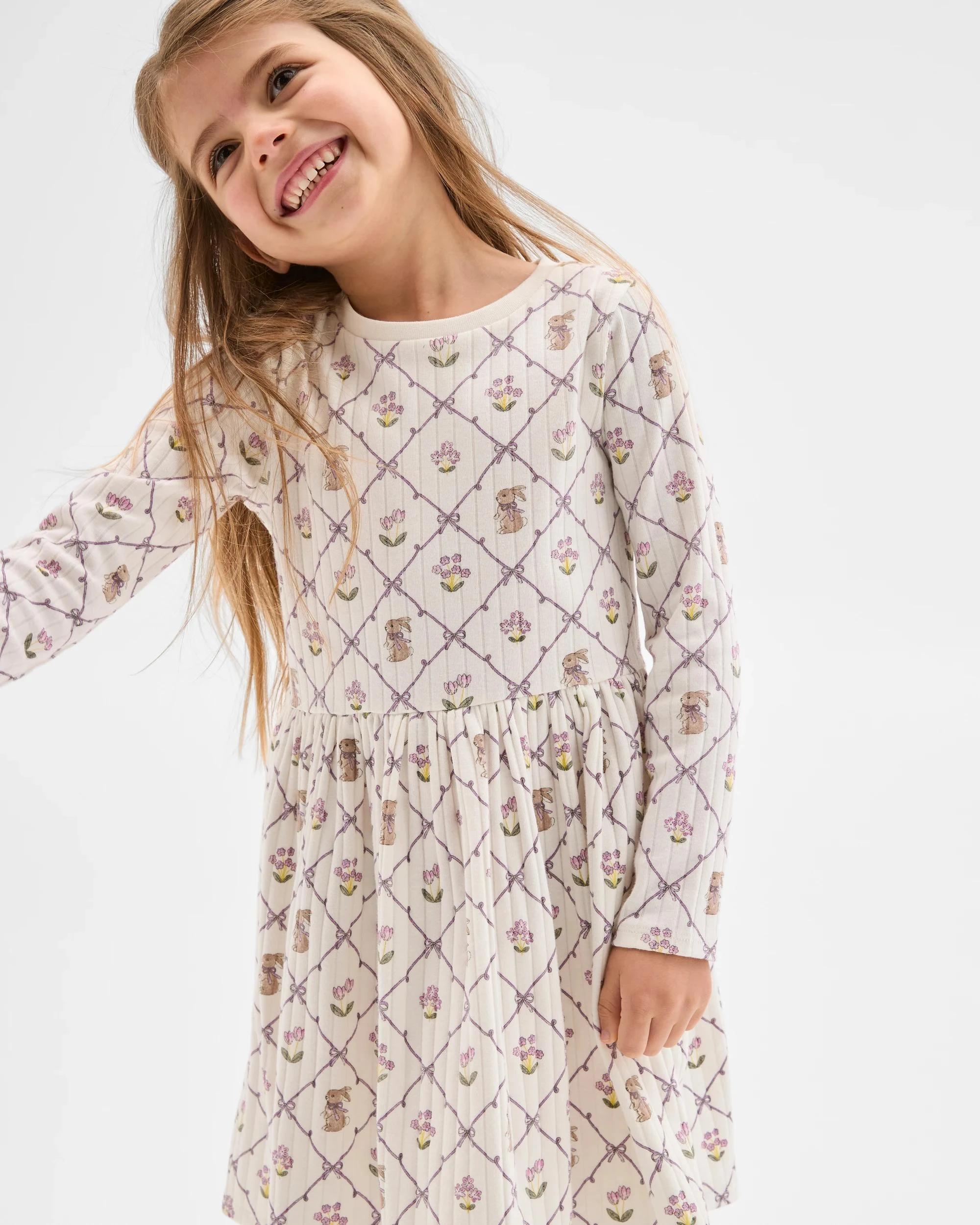 2 Target Kids Easter Australian Cotton Blend Long Sleeve Knit Dress AOP MULTI, 2 of 6