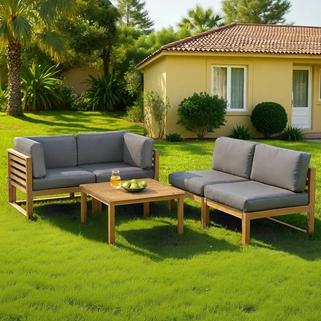 3 Gardeon 4 Seater Outdoor Sofa Set Wooden Couch Lounge Setting - Natural, 3 of 6