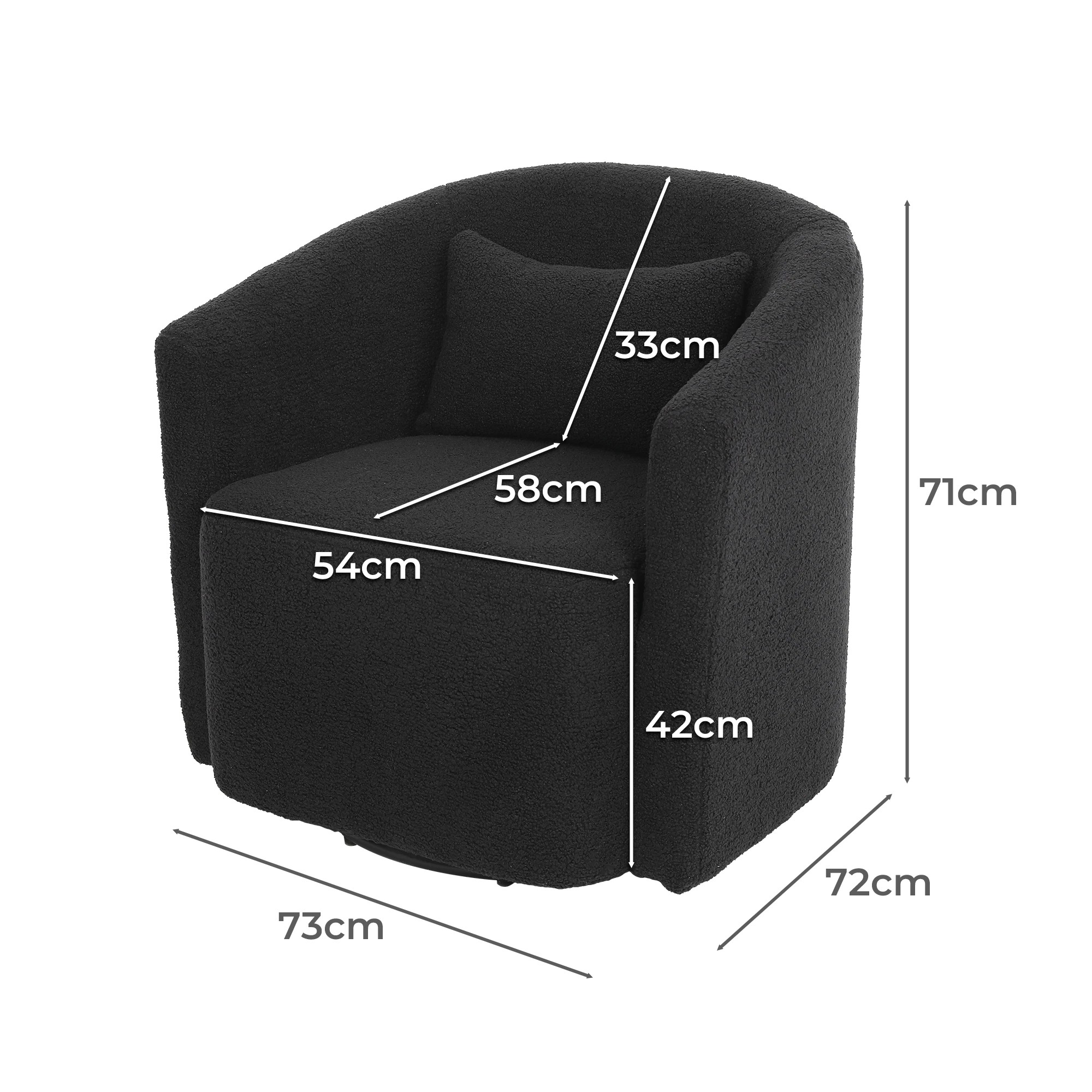 3 Levede Swivel Armchair Boucle - Black, 3 of 6