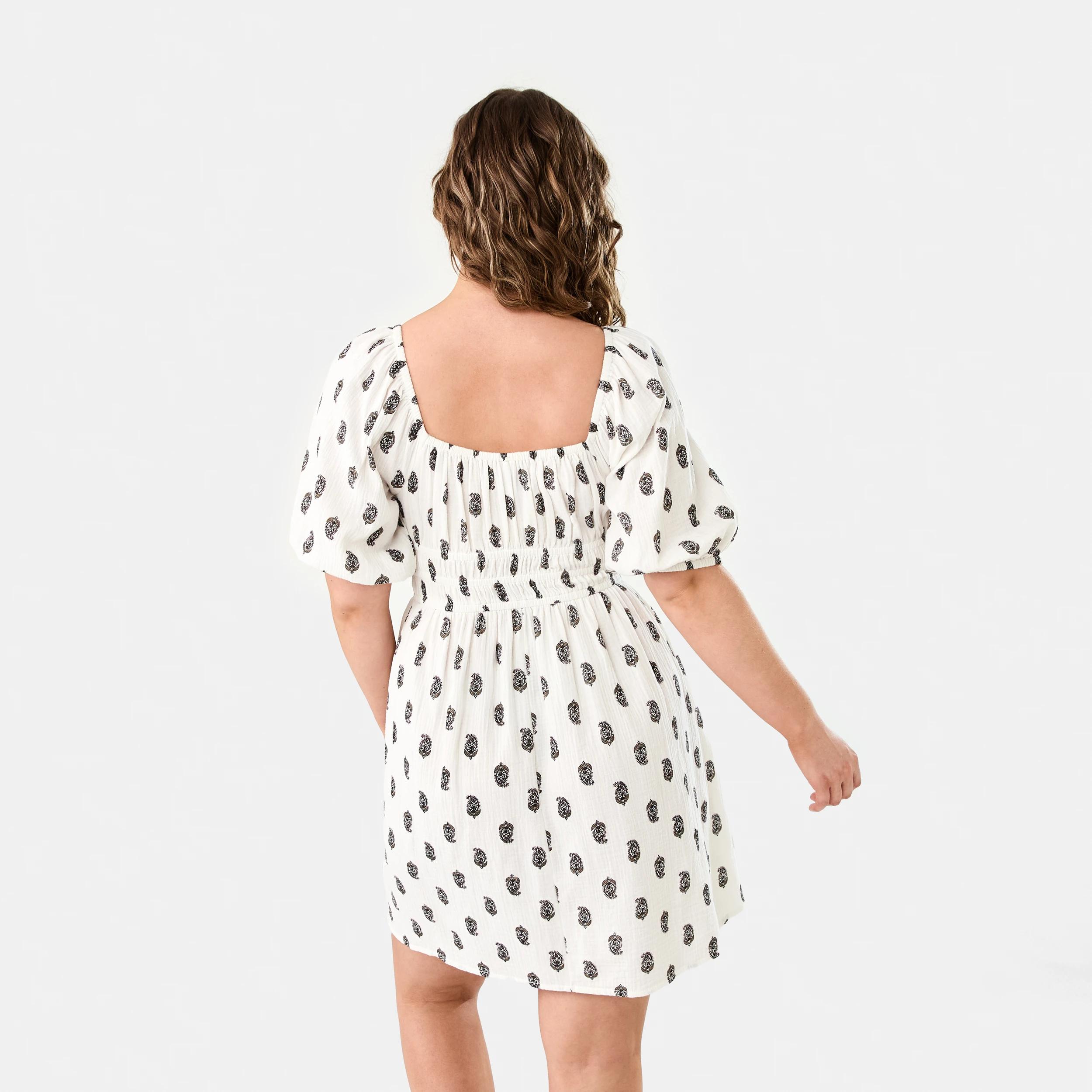 4 Short Puff Sleeve Mini Dress Paisley Cd, 4 of 10